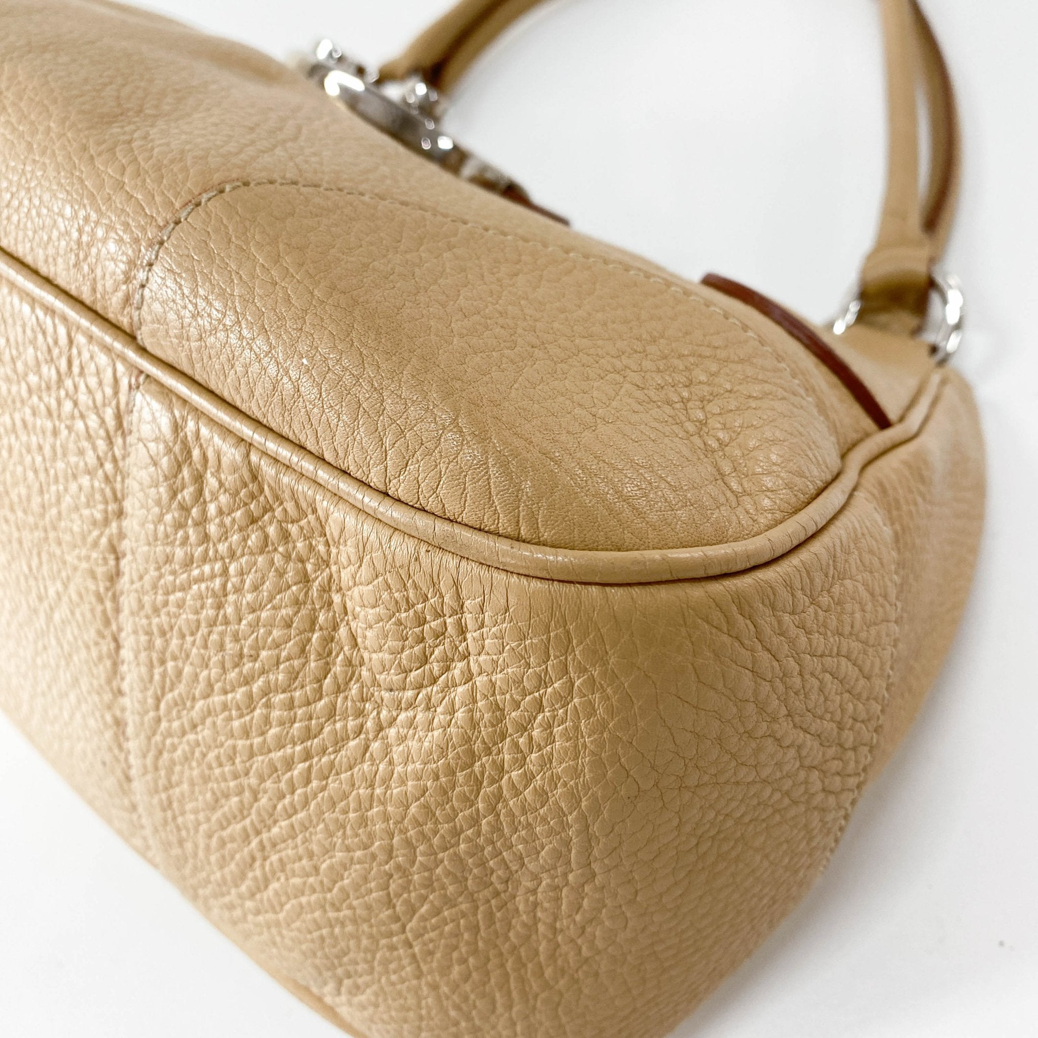 PRADA Brown Leather Top Handle Shoulder Bag, in , Sold by HIVE PRELOVED - Shoulder Bags, ,