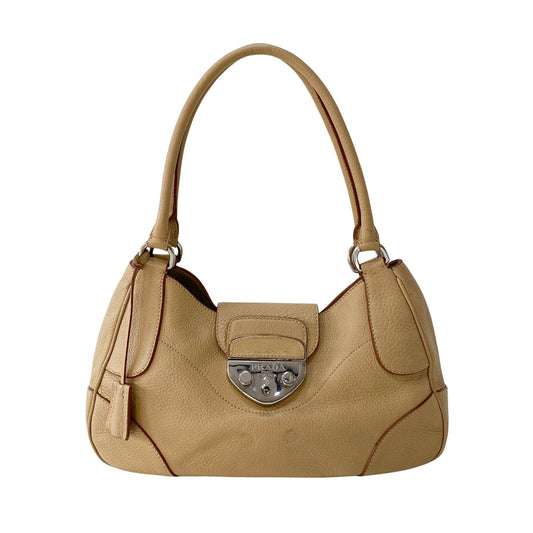 PRADA Brown Leather Top Handle Shoulder Bag, in , Sold by HIVE PRELOVED - Shoulder Bags, ,