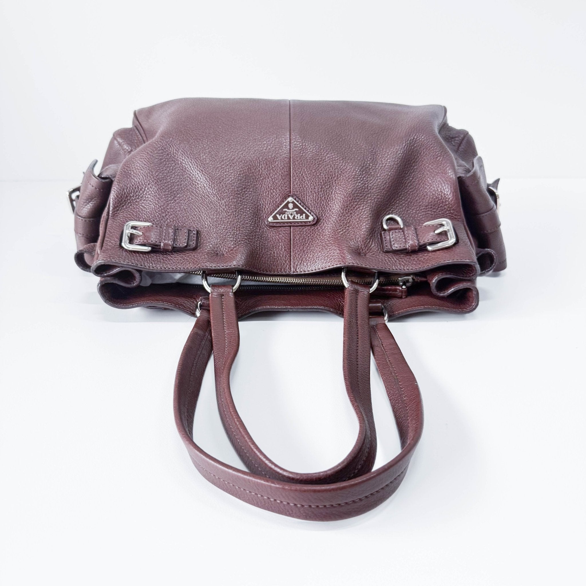 PRADA Brown Leather Top Handle Shoulder Bag, in , Sold by HIVE PRELOVED - Shoulder Bags, ,