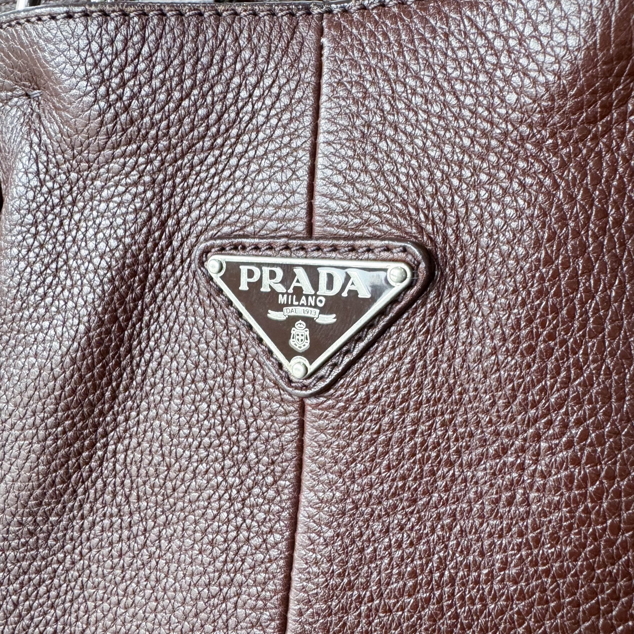 PRADA Brown Leather Top Handle Shoulder Bag, in , Sold by HIVE PRELOVED - Shoulder Bags, ,