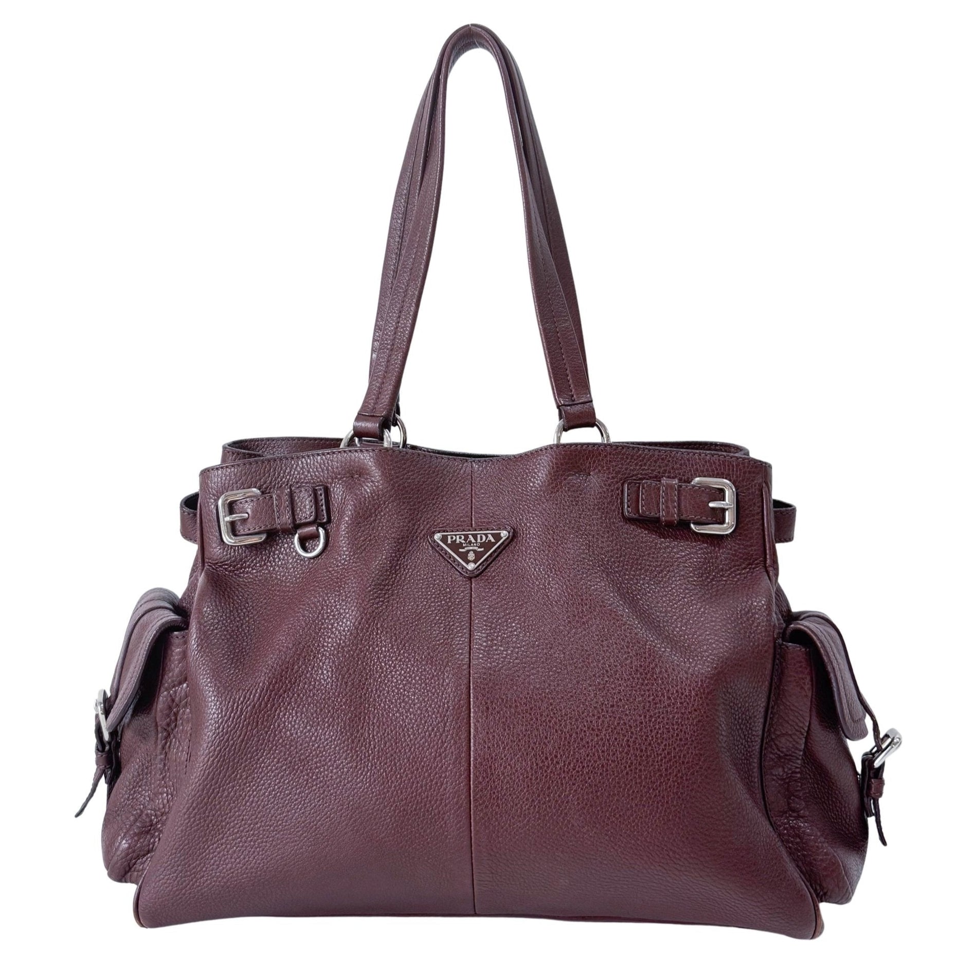PRADA Brown Leather Top Handle Shoulder Bag, in , Sold by HIVE PRELOVED - Shoulder Bags, ,