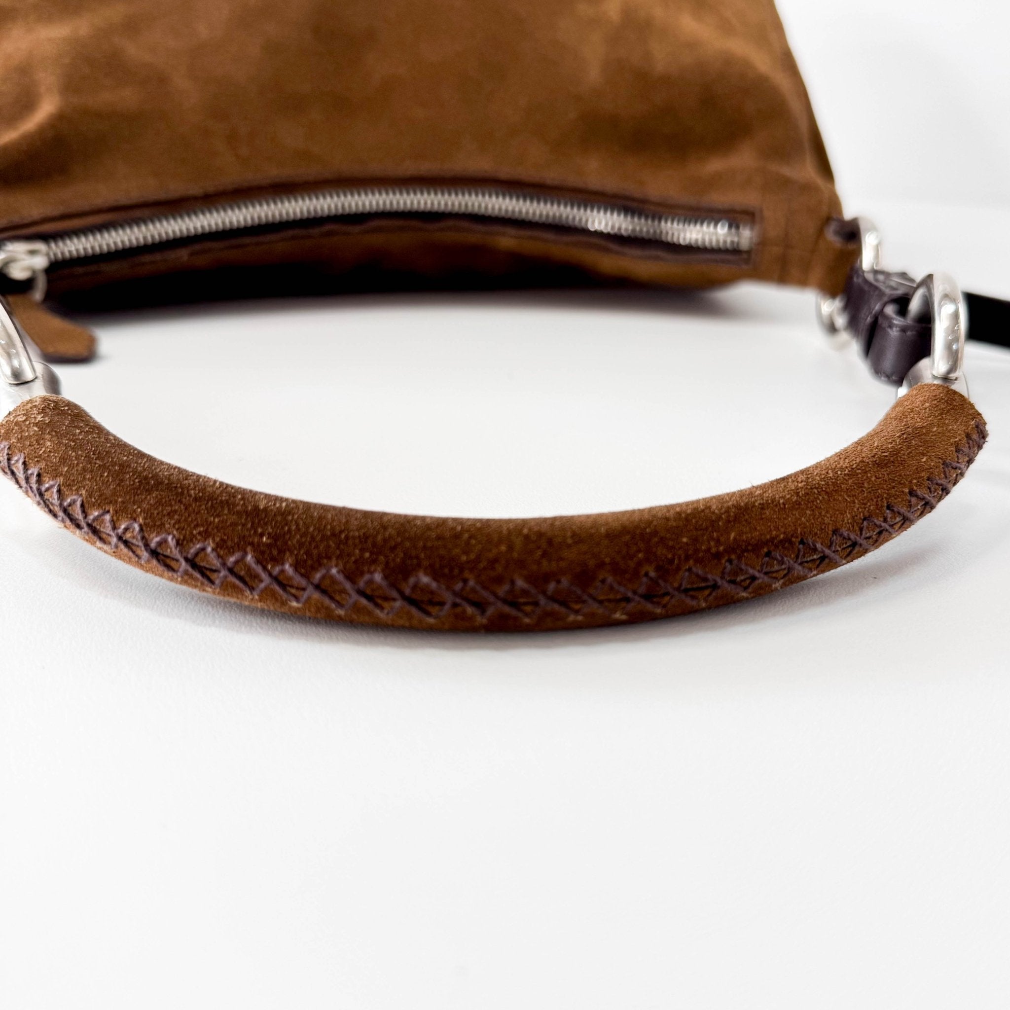 PRADA Brown Suede Hobo Shoulder Bag, in , Sold by HIVE PRELOVED - Shoulder Bags, ,