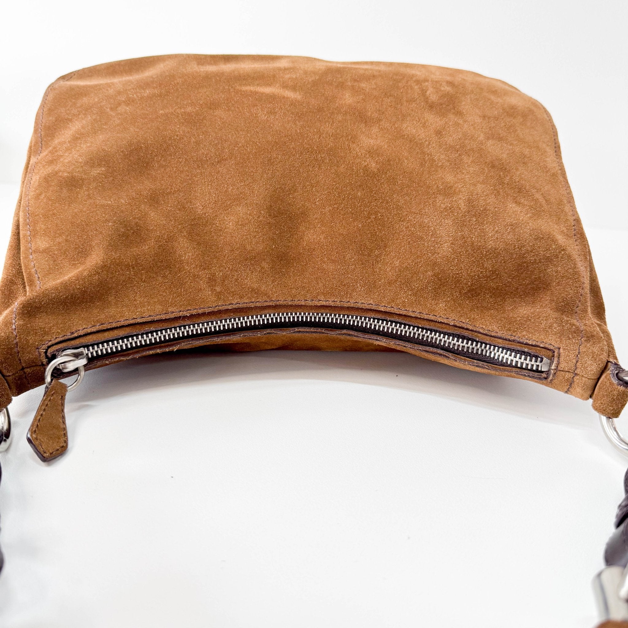 PRADA Brown Suede Hobo Shoulder Bag, in , Sold by HIVE PRELOVED - Shoulder Bags, ,