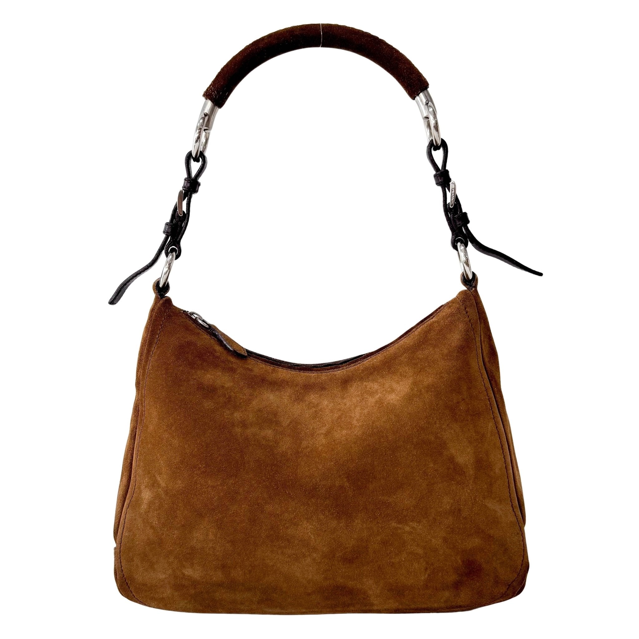 PRADA Brown Suede Hobo Shoulder Bag, in , Sold by HIVE PRELOVED - Shoulder Bags, ,