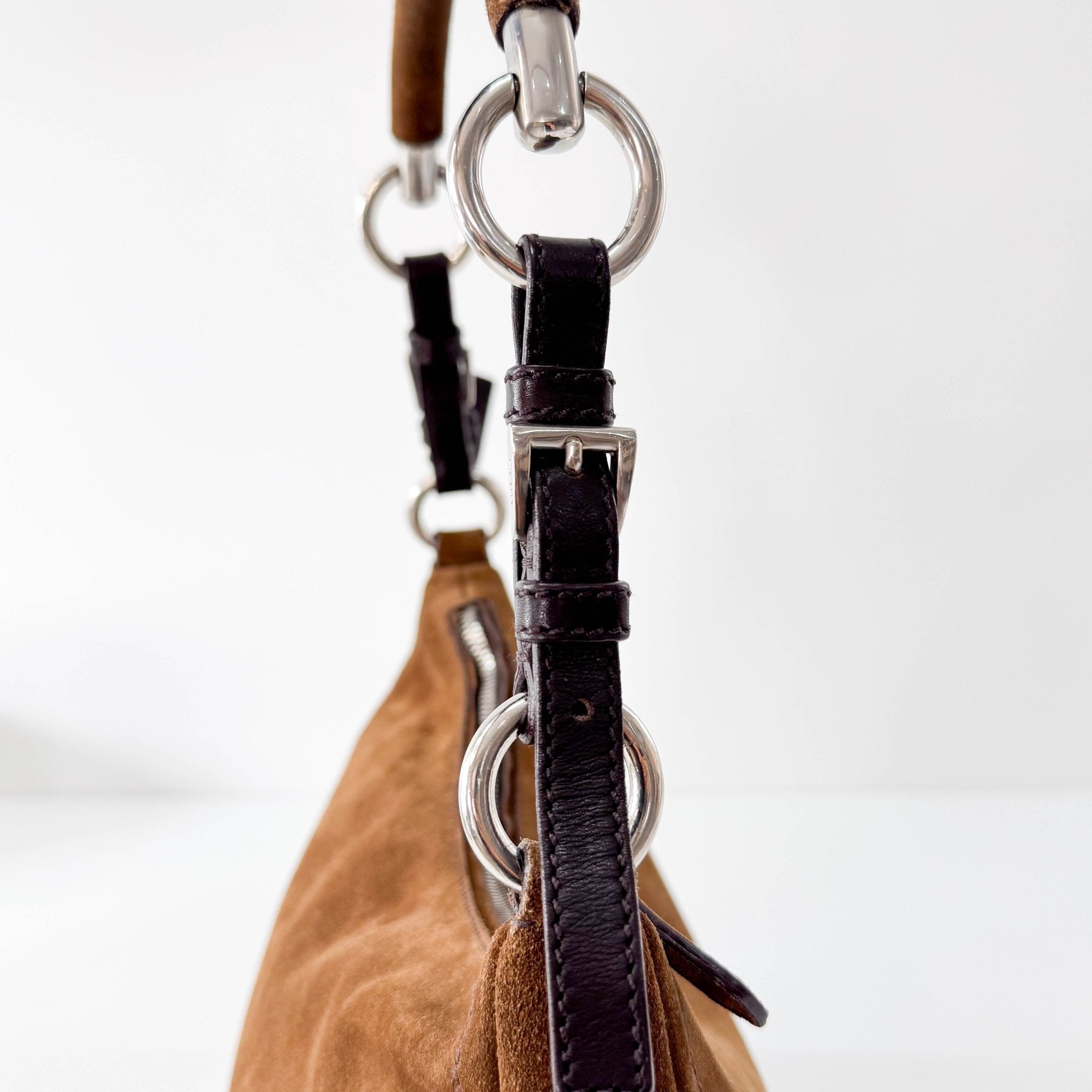 PRADA Brown Suede Hobo Shoulder Bag, in , Sold by HIVE PRELOVED - Shoulder Bags, ,