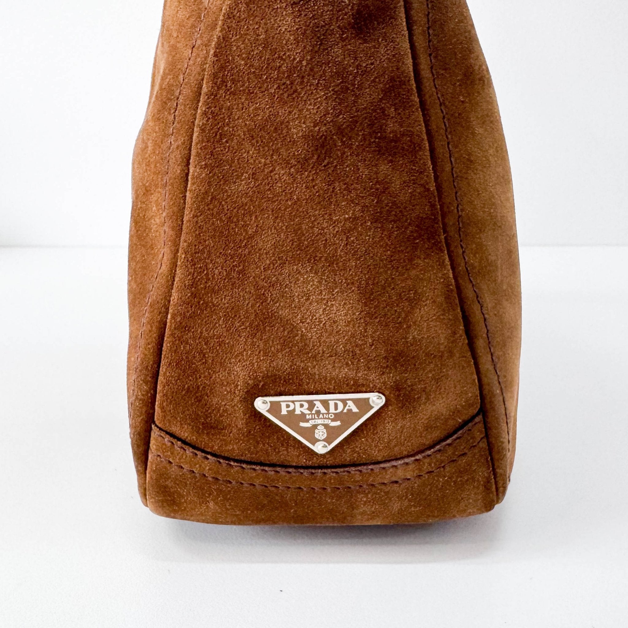 PRADA Brown Suede Hobo Shoulder Bag, in , Sold by HIVE PRELOVED - Shoulder Bags, ,