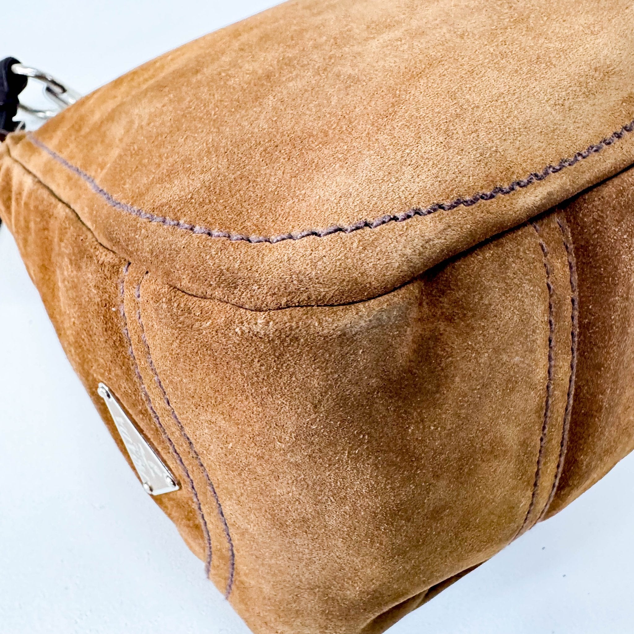 PRADA Brown Suede Hobo Shoulder Bag, in , Sold by HIVE PRELOVED - Shoulder Bags, ,