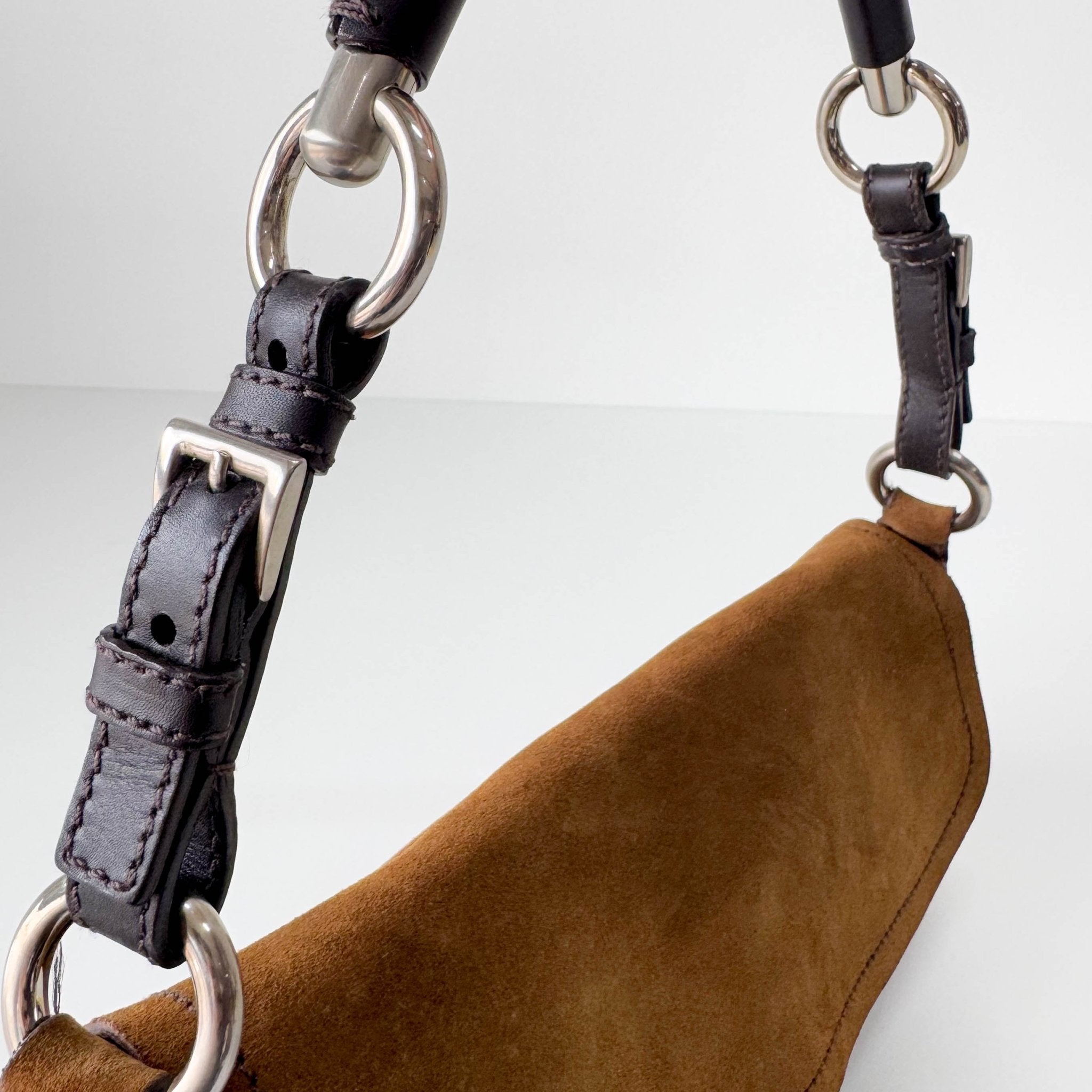 PRADA Brown Suede Shoulder Bag, in , Sold by HIVE PRELOVED - Shoulder Bags, ,