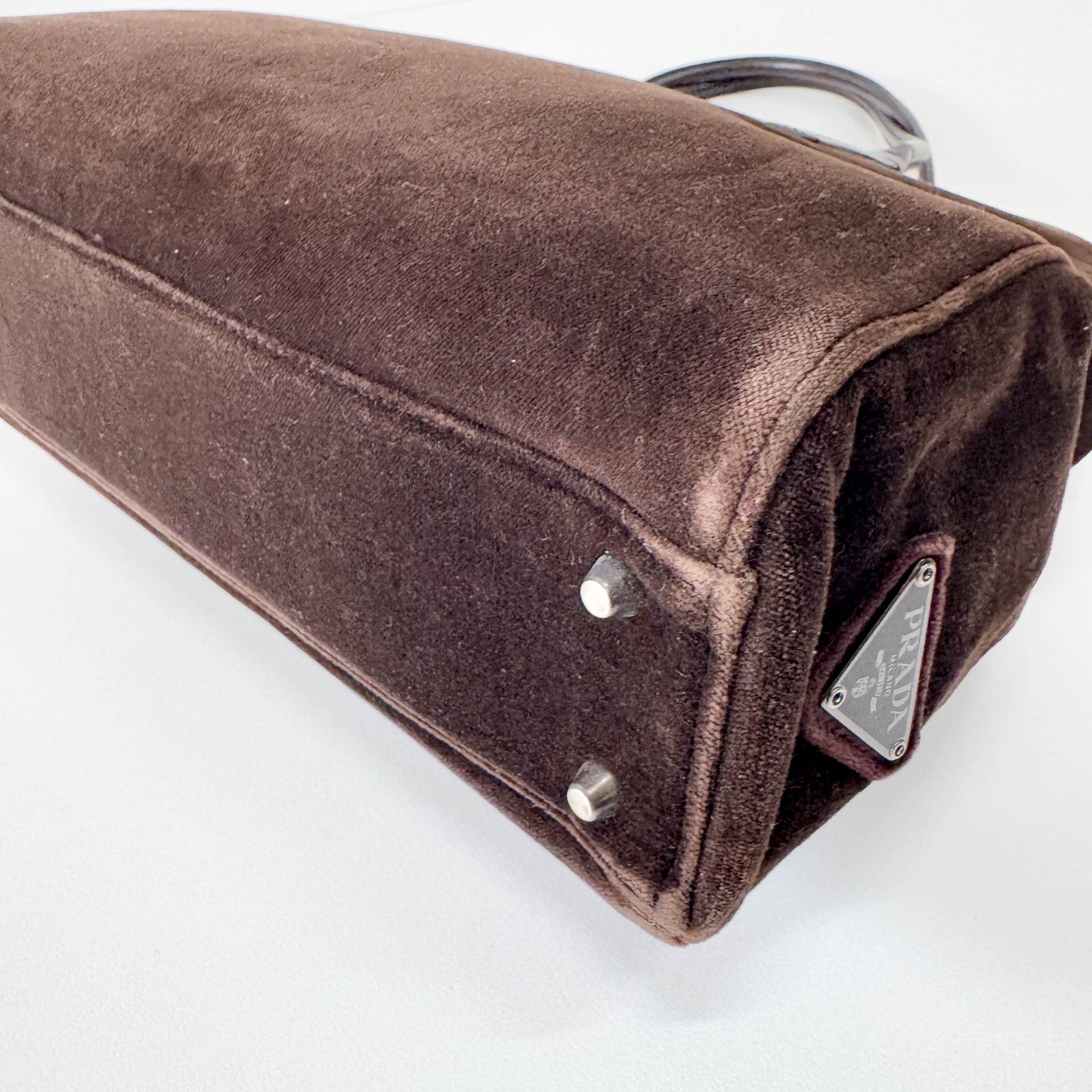 PRADA Brown Velvet Top Handle Bag, in , Sold by HIVE PRELOVED - Shoulder Bags, ,