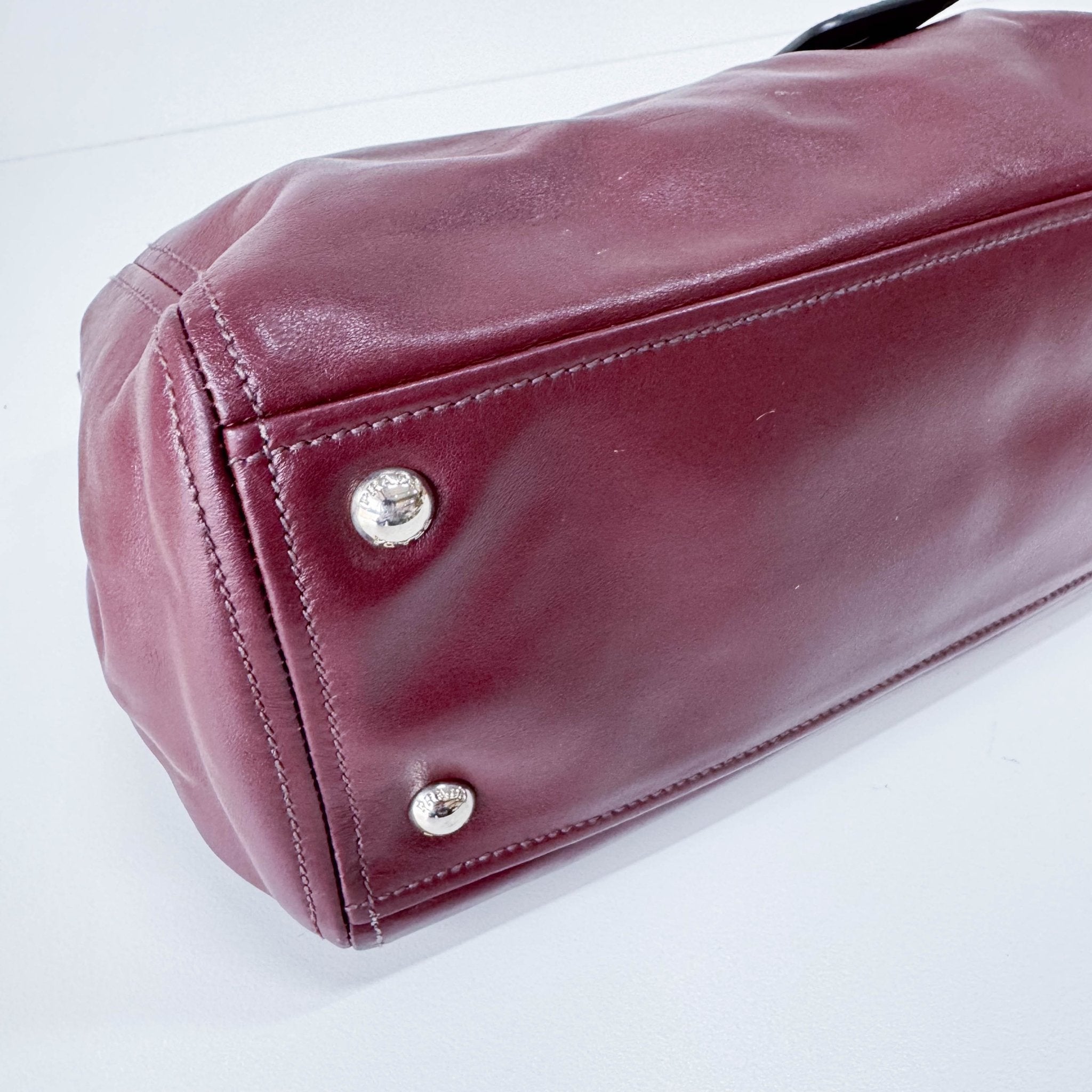 PRADA Burgundy Leather Top Handle Bag, in , Sold by HIVE PRELOVED - Handle Bags, ,
