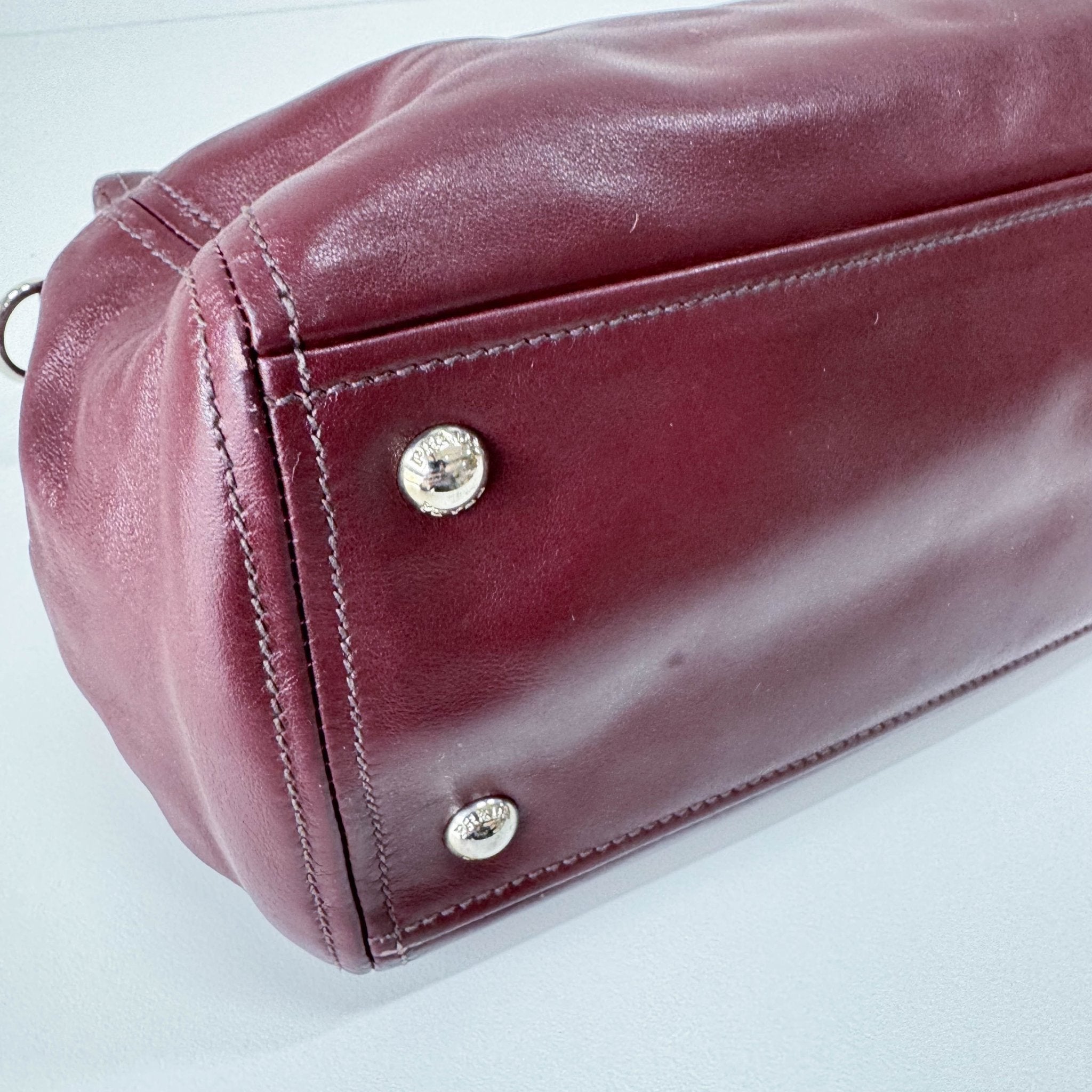 PRADA Burgundy Leather Top Handle Bag, in , Sold by HIVE PRELOVED - Handle Bags, ,