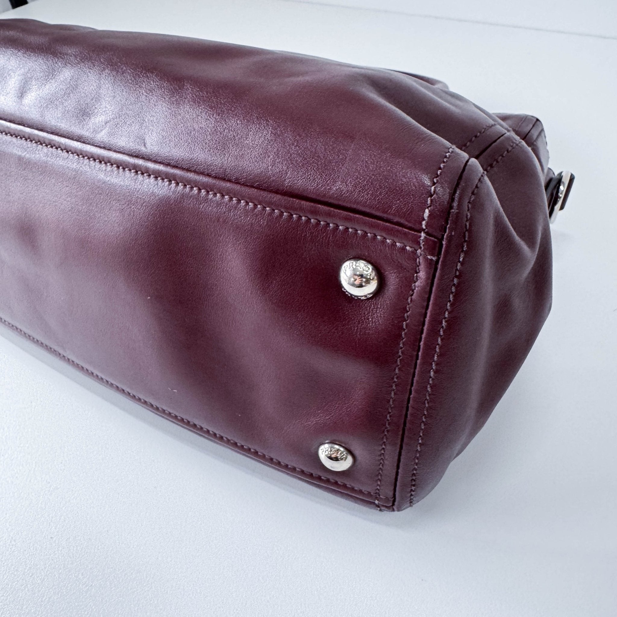 PRADA Burgundy Leather Top Handle Bag, in , Sold by HIVE PRELOVED - Handle Bags, ,