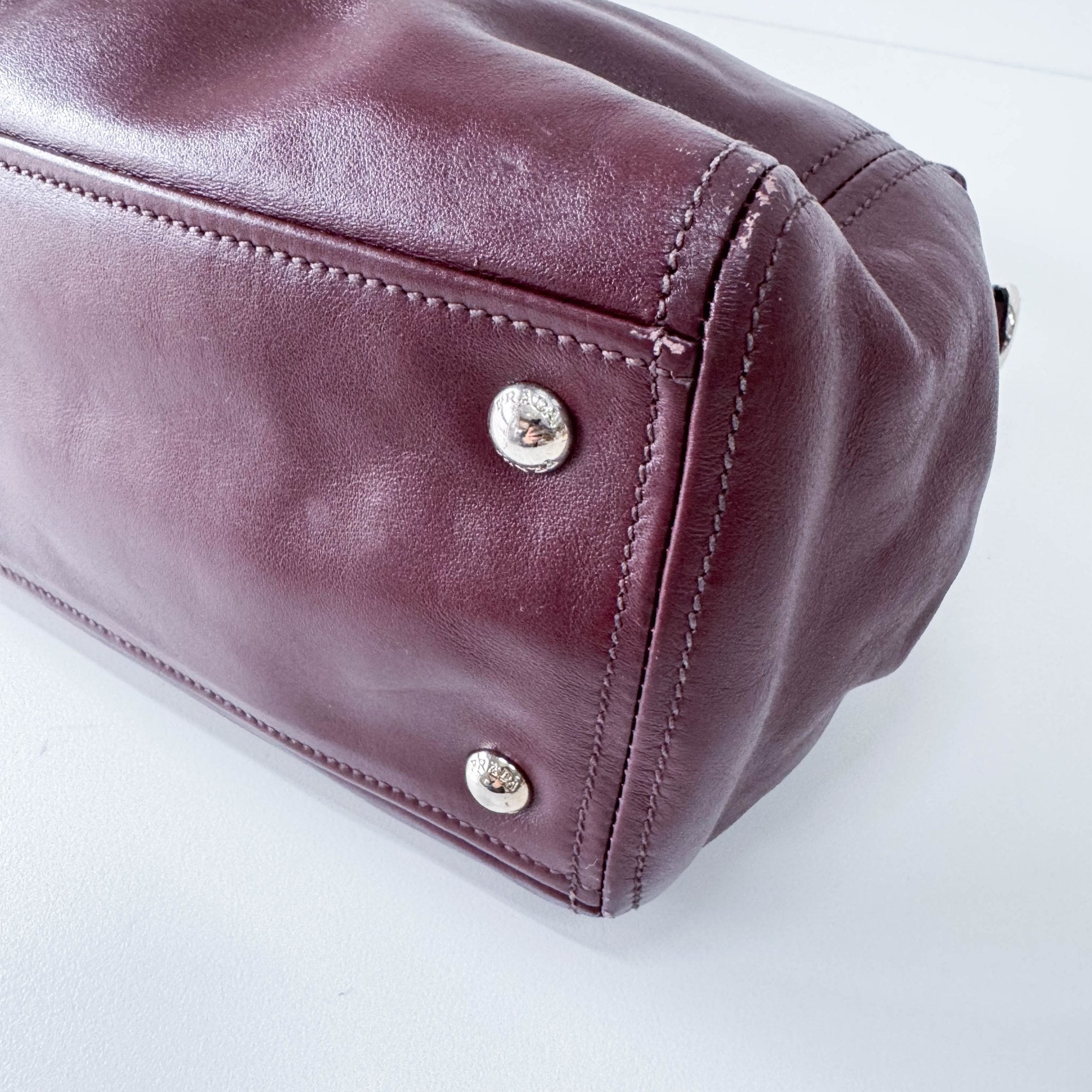 PRADA Burgundy Leather Top Handle Bag, in , Sold by HIVE PRELOVED - Handle Bags, ,