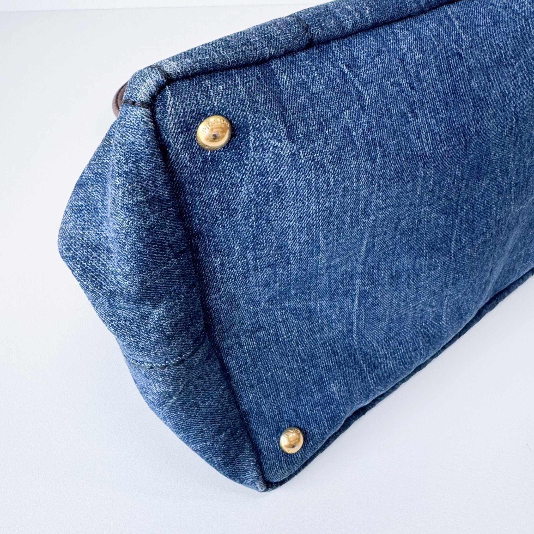 PRADA Canapa Blue Denim with Leopard Pony Hair Hand Bag, in , Sold by HIVE PRELOVED - Shoulder Bags, ,