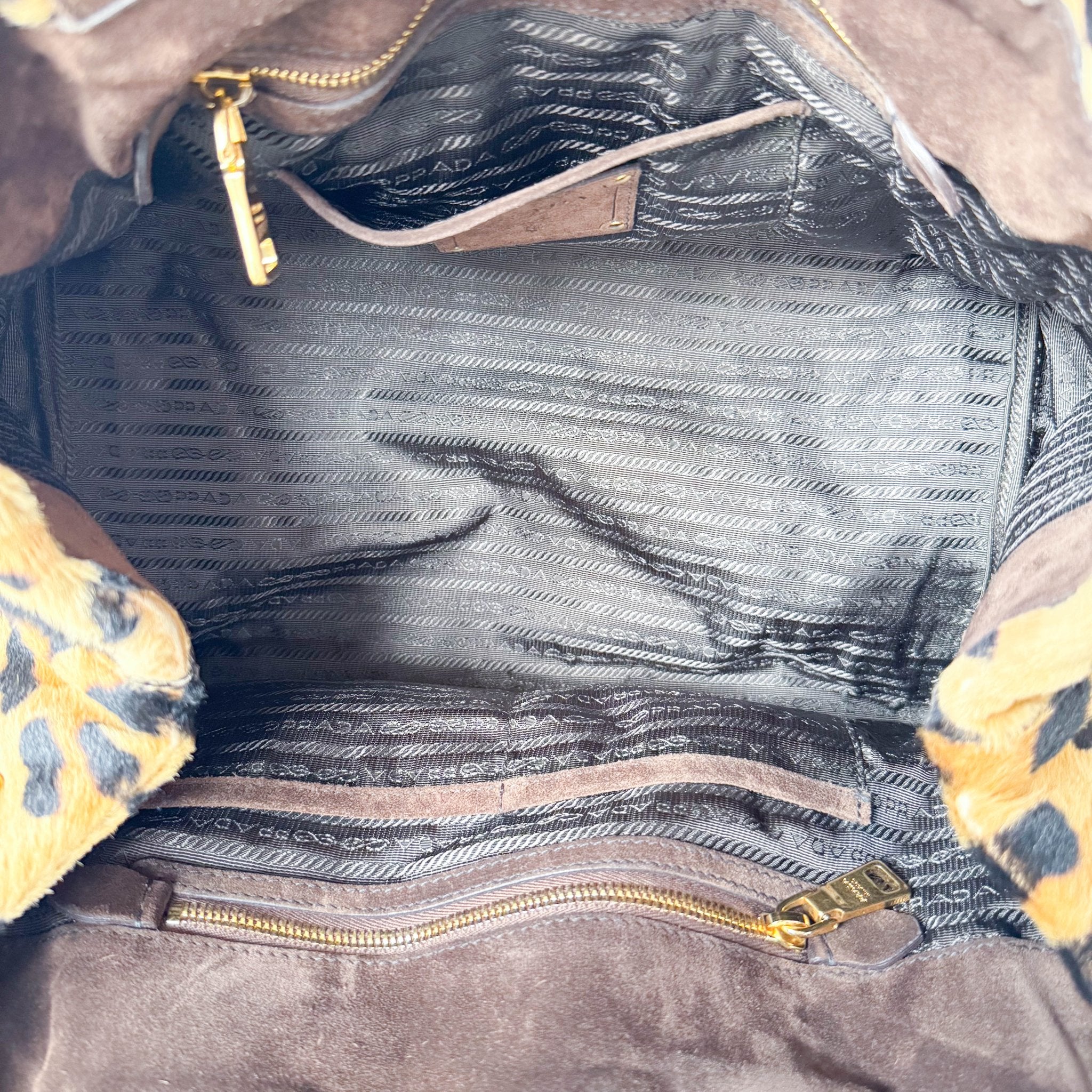 PRADA Canapa Blue Denim with Leopard Pony Hair Hand Bag, in , Sold by HIVE PRELOVED - Shoulder Bags, ,