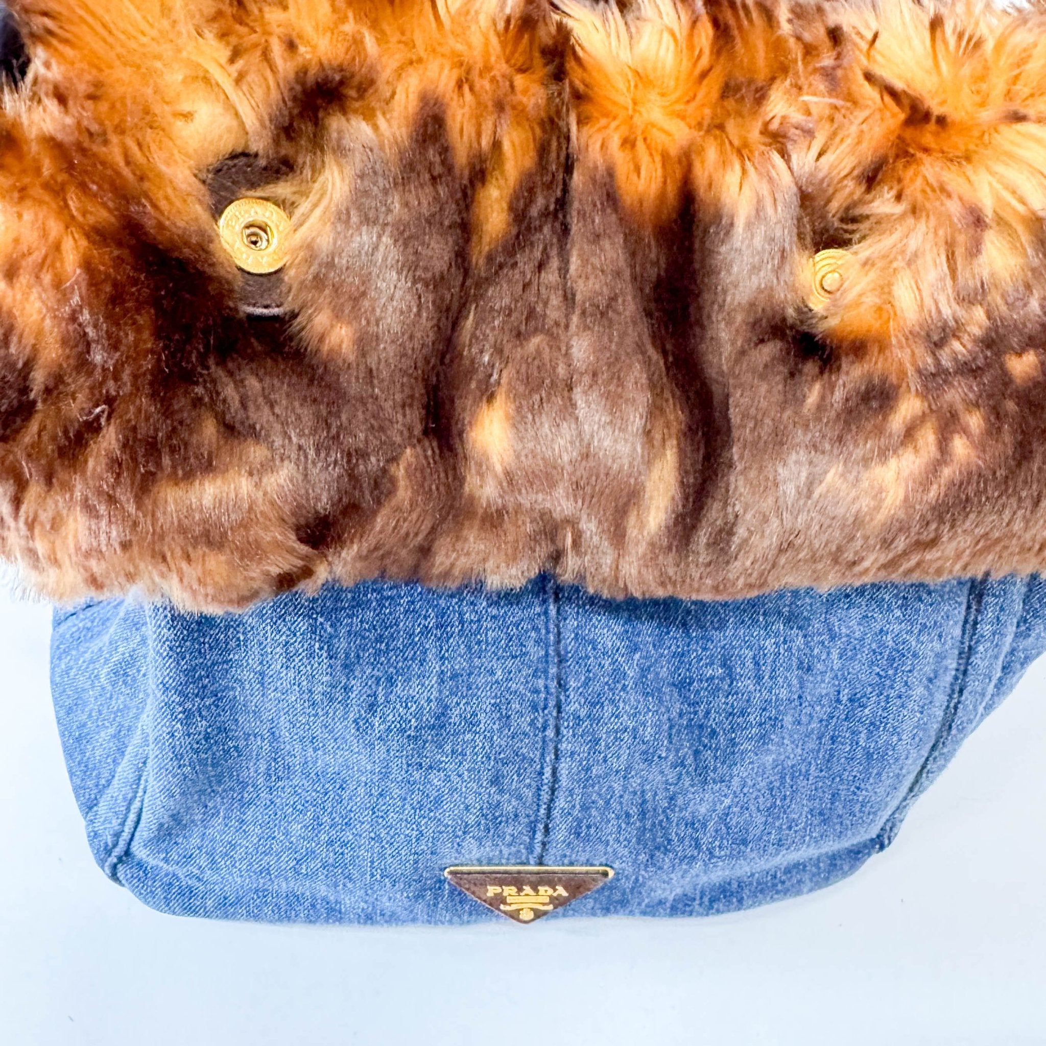 PRADA Canapa Fur & Denim Tote Handle Bag, in , Sold by HIVE PRELOVED - Handle Bags, ,