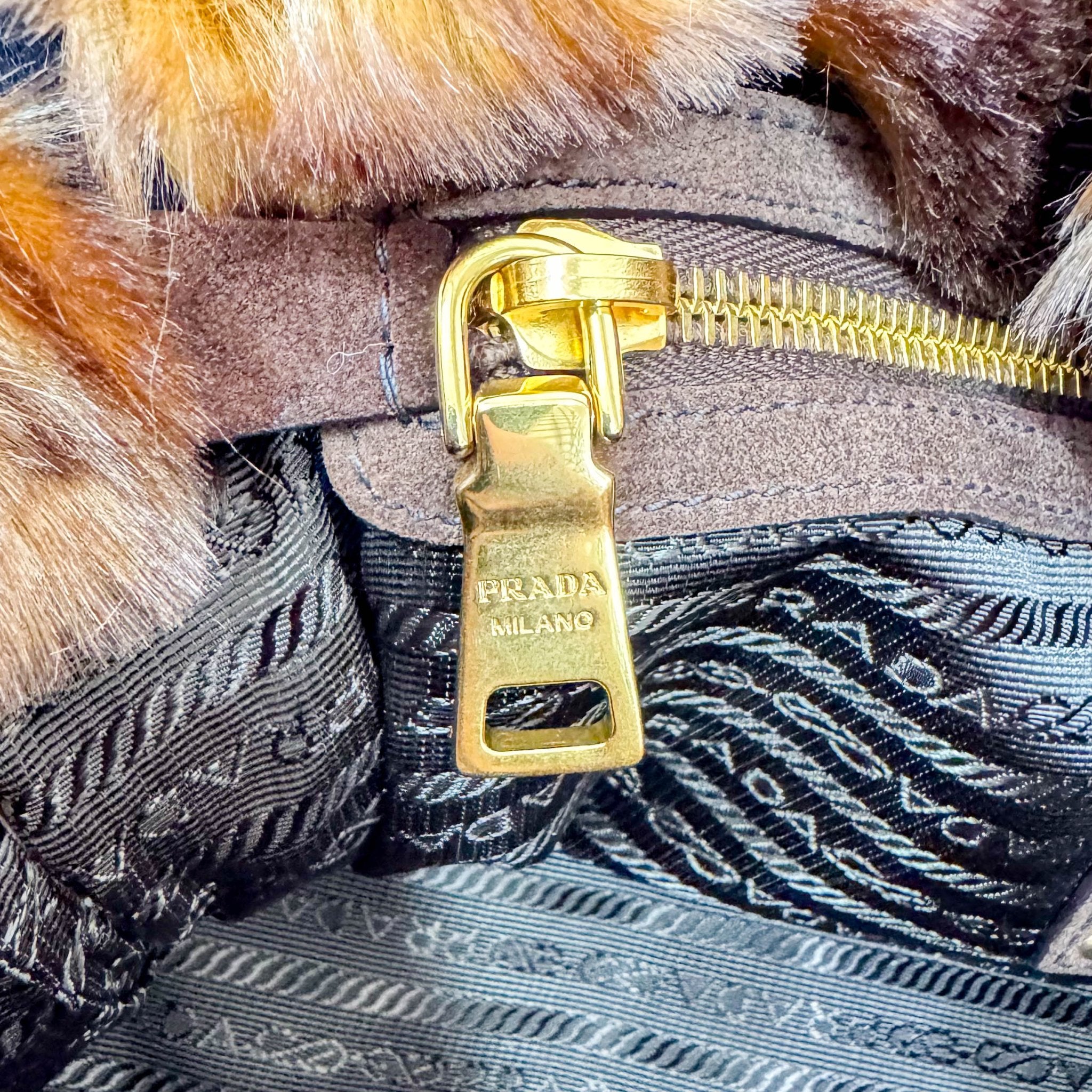 PRADA Canapa Fur & Denim Tote Handle Bag, in , Sold by HIVE PRELOVED - Handle Bags, ,