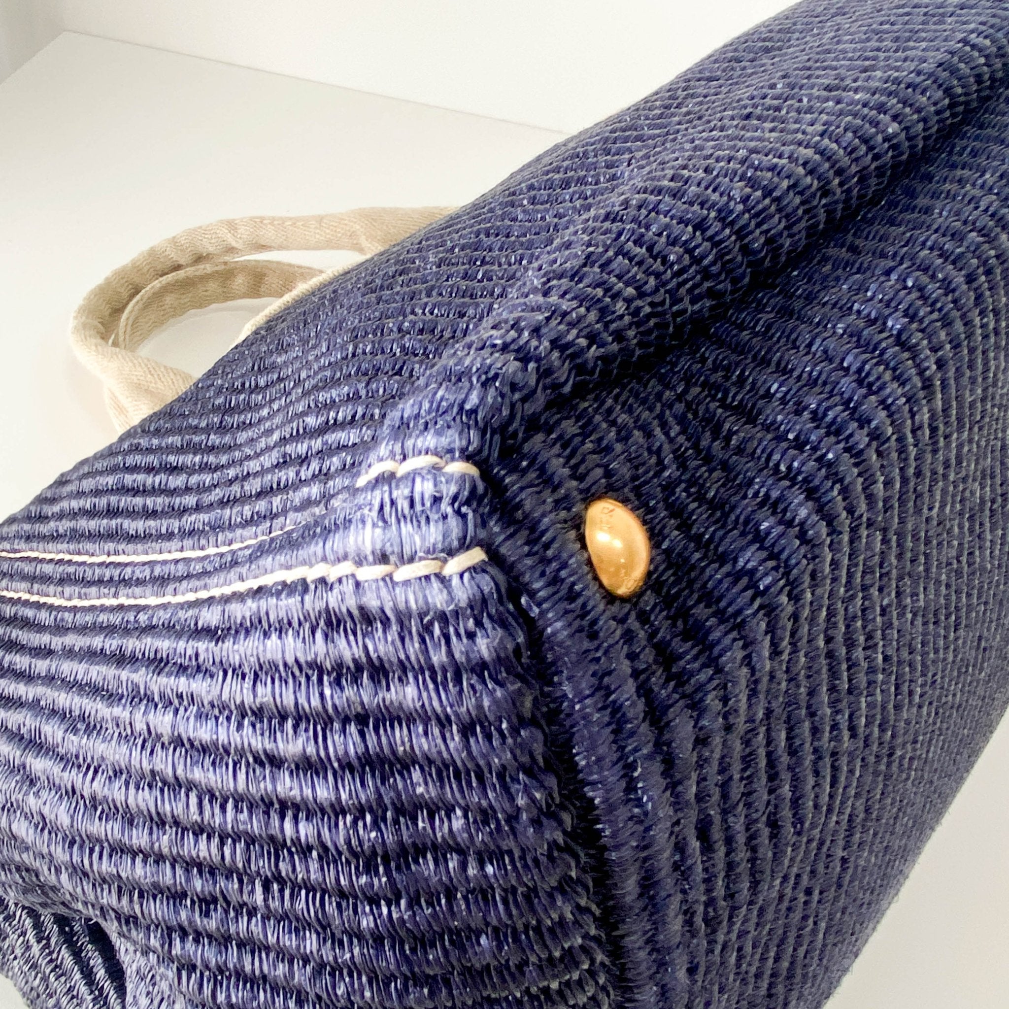 PRADA Canapa Navy Straw Tote Handle Bag, in , Sold by HIVE PRELOVED - Handle Bags, Totes,