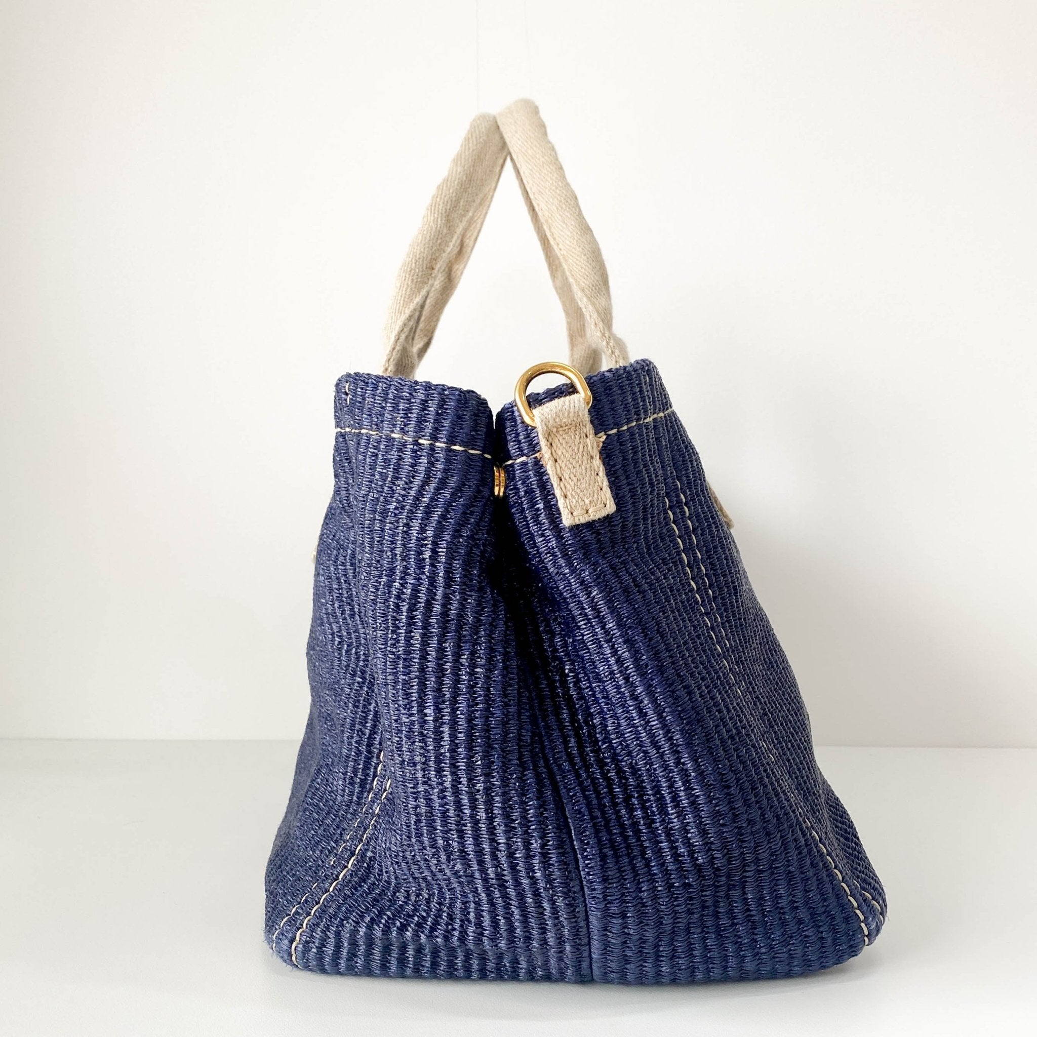 PRADA Canapa Navy Straw Tote Handle Bag, in , Sold by HIVE PRELOVED - Handle Bags, Totes,