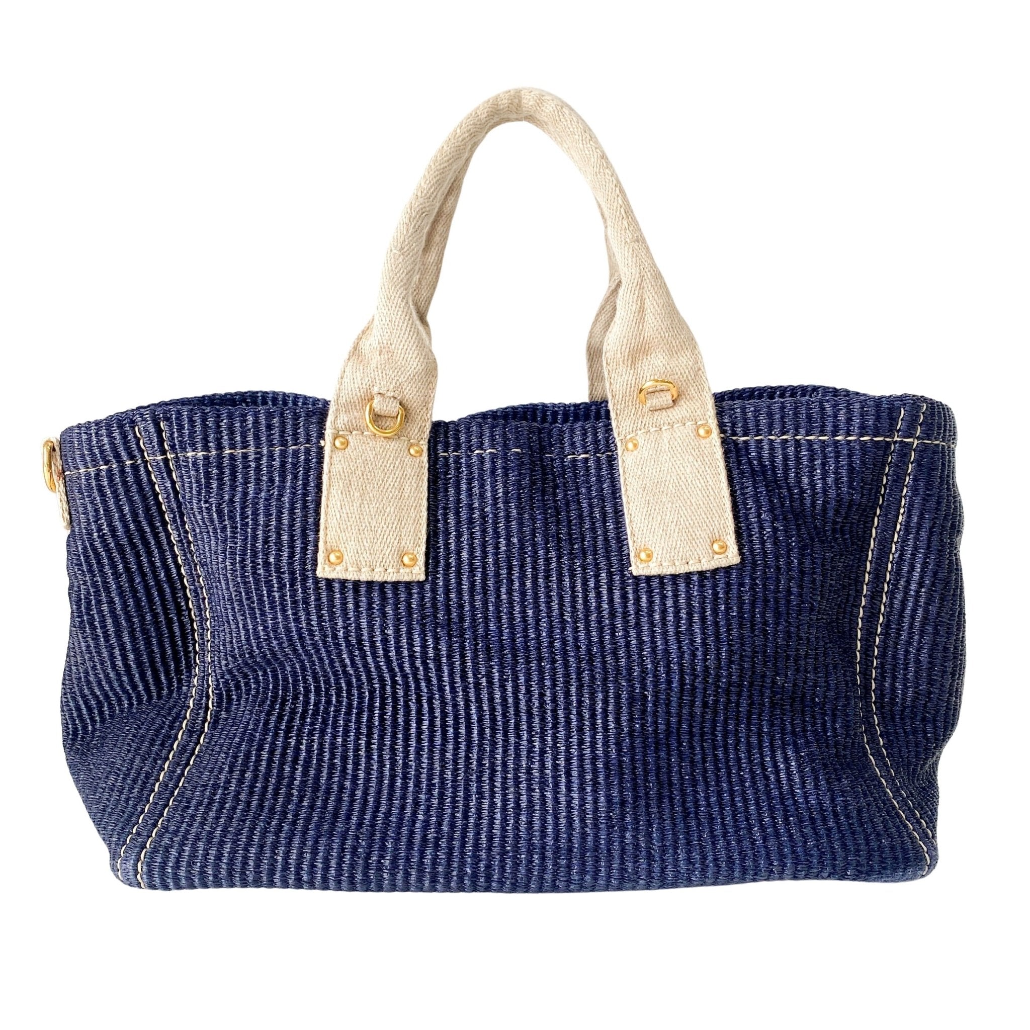 PRADA Canapa Navy Straw Tote Handle Bag, in , Sold by HIVE PRELOVED - Handle Bags, Totes,
