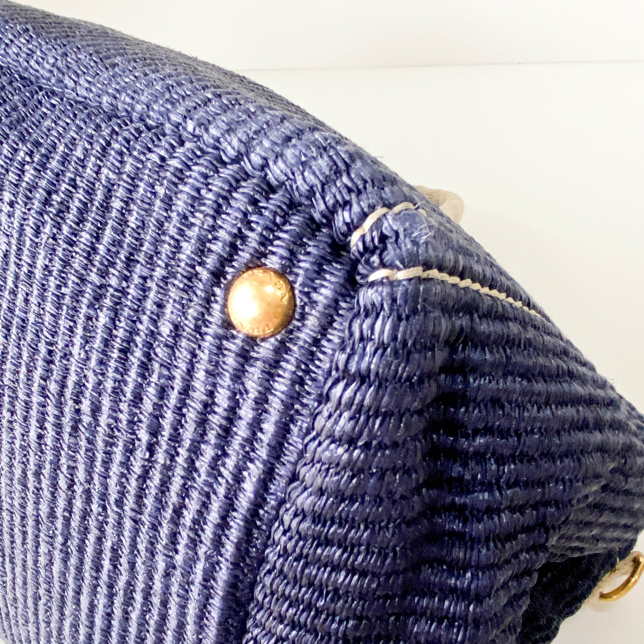 PRADA Canapa Navy Straw Tote Handle Bag, in , Sold by HIVE PRELOVED - Handle Bags, Totes,