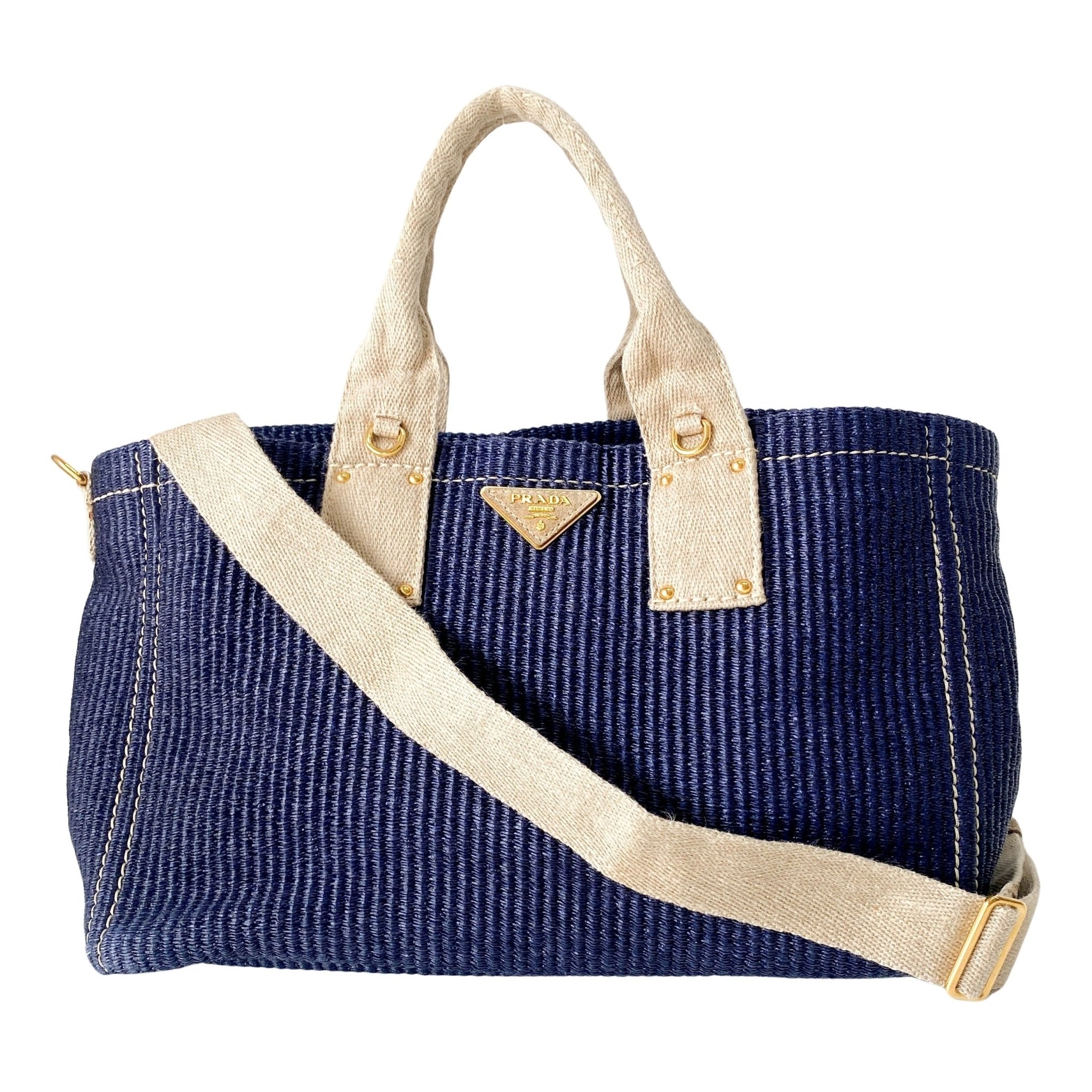 PRADA Canapa Navy Straw Tote Handle Bag, in , Sold by HIVE PRELOVED - Handle Bags, Totes,