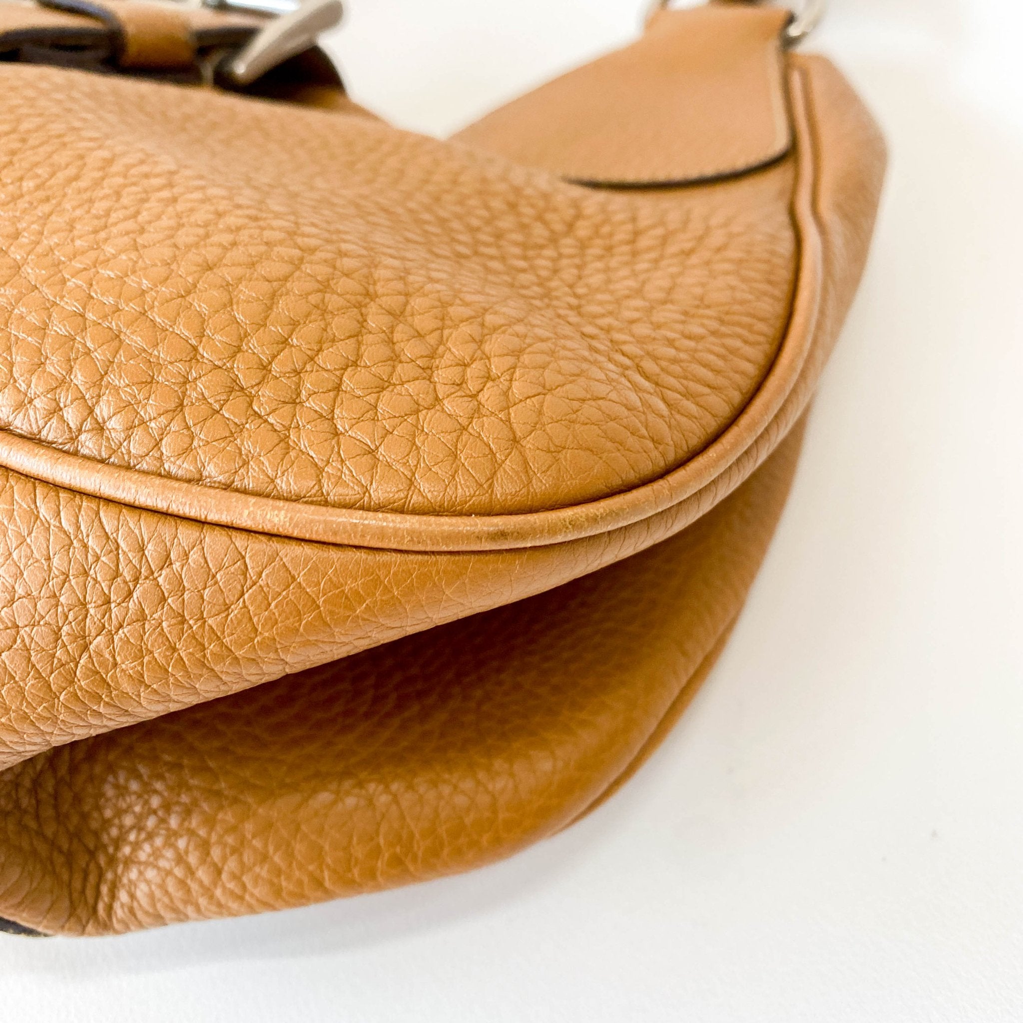 PRADA Caramel Brown Belt Buckle Leather Shoulder Bag, in , Sold by HIVE PRELOVED - Shoulder Bags, ,