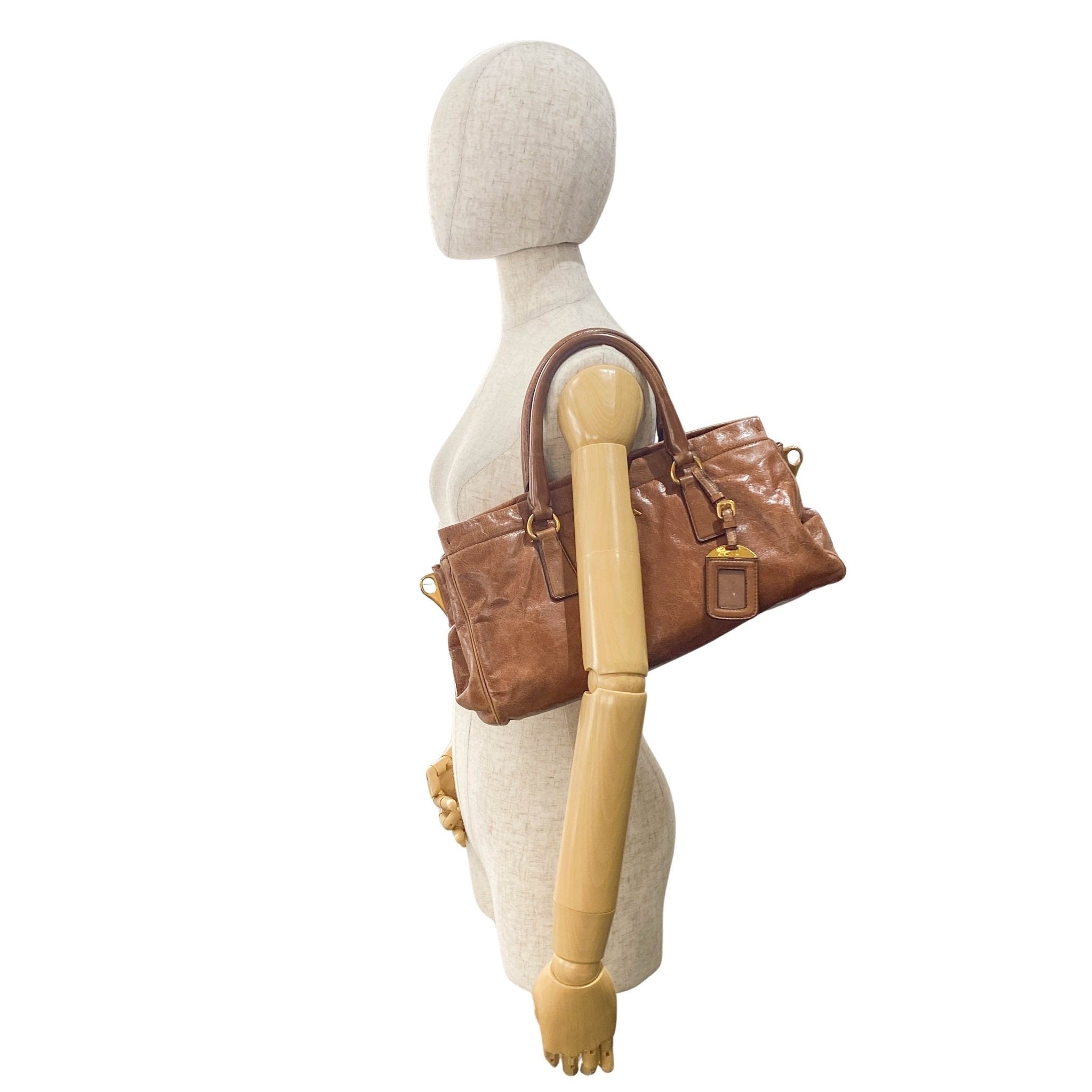 PRADA Caramel Brown Leather Boston Handle Bag, in , Sold by HIVE PRELOVED - Handle Bags, ,