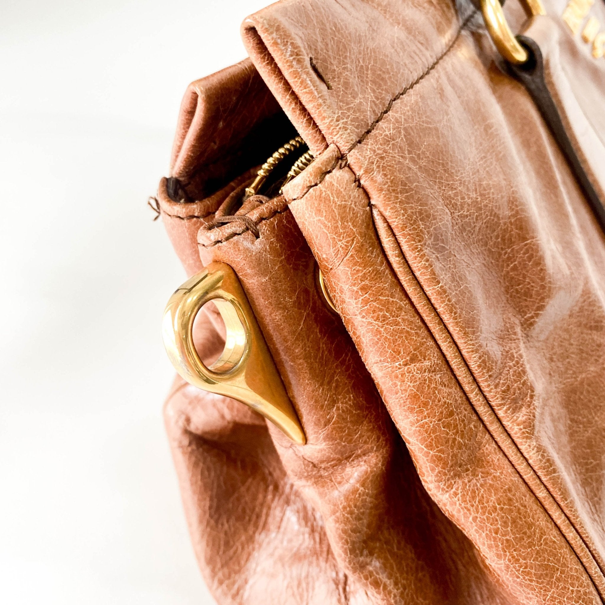 PRADA Caramel Brown Leather Boston Handle Bag, in , Sold by HIVE PRELOVED - Handle Bags, ,