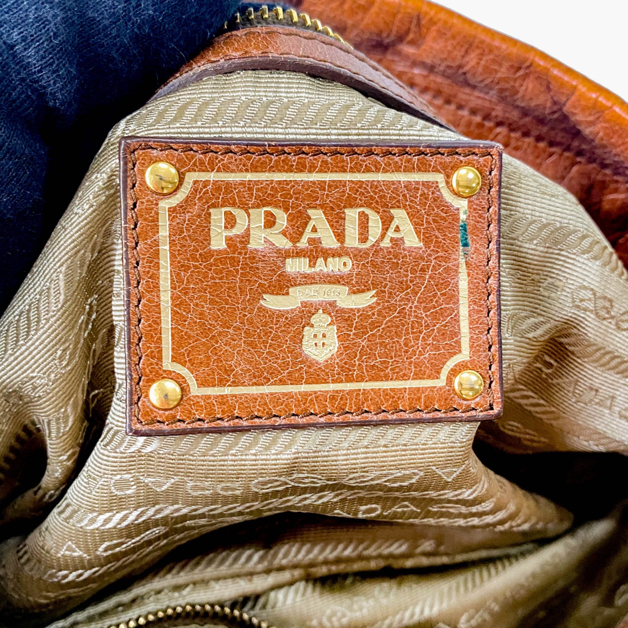 PRADA Caramel Brown Leather Boston Handle Bag, in , Sold by HIVE PRELOVED - Handle Bags, ,