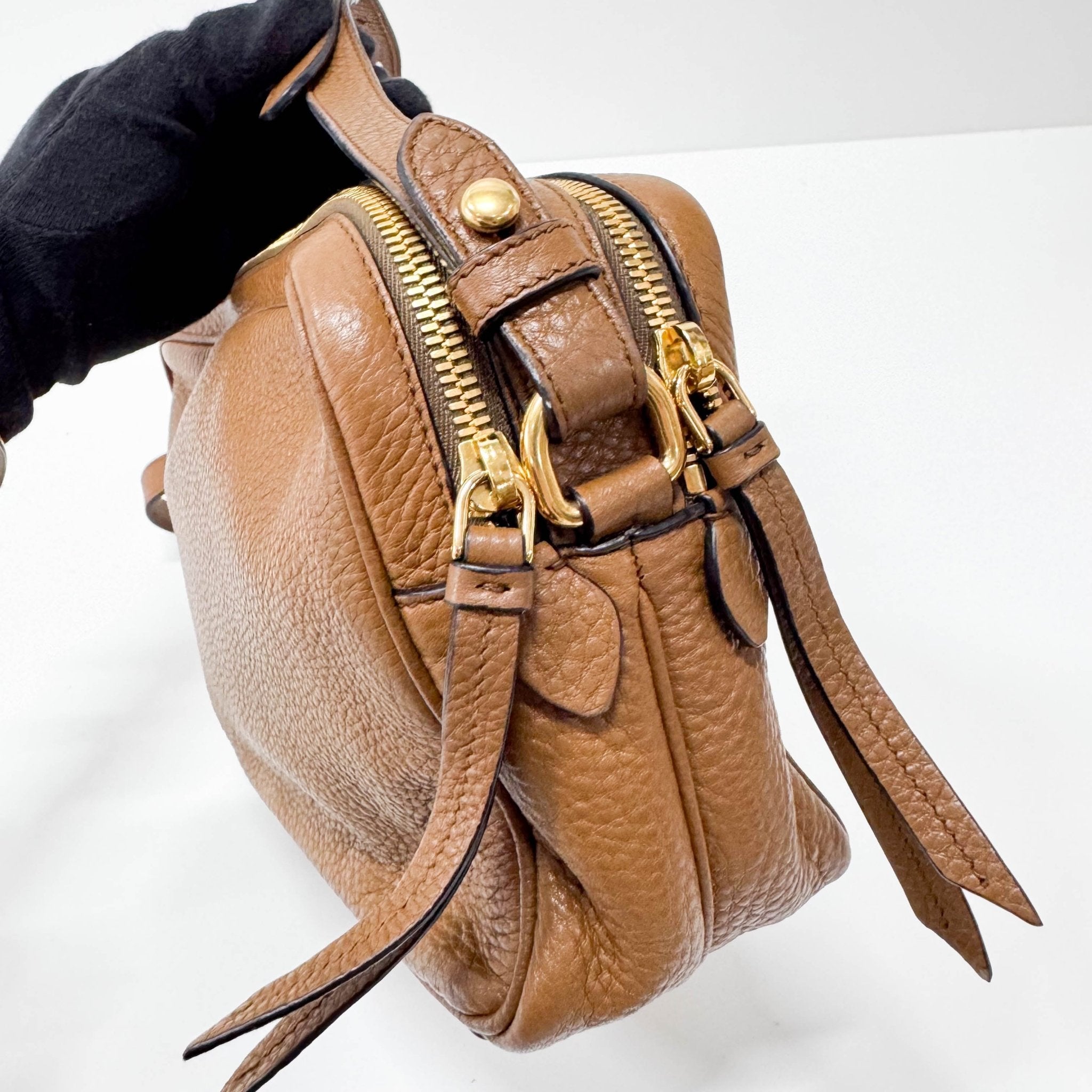 PRADA Caramel Brown Leather Shoulder/ Crossbody Bag, in , Sold by HIVE PRELOVED - Crossbody bags, Regular, Shoulder Bags
