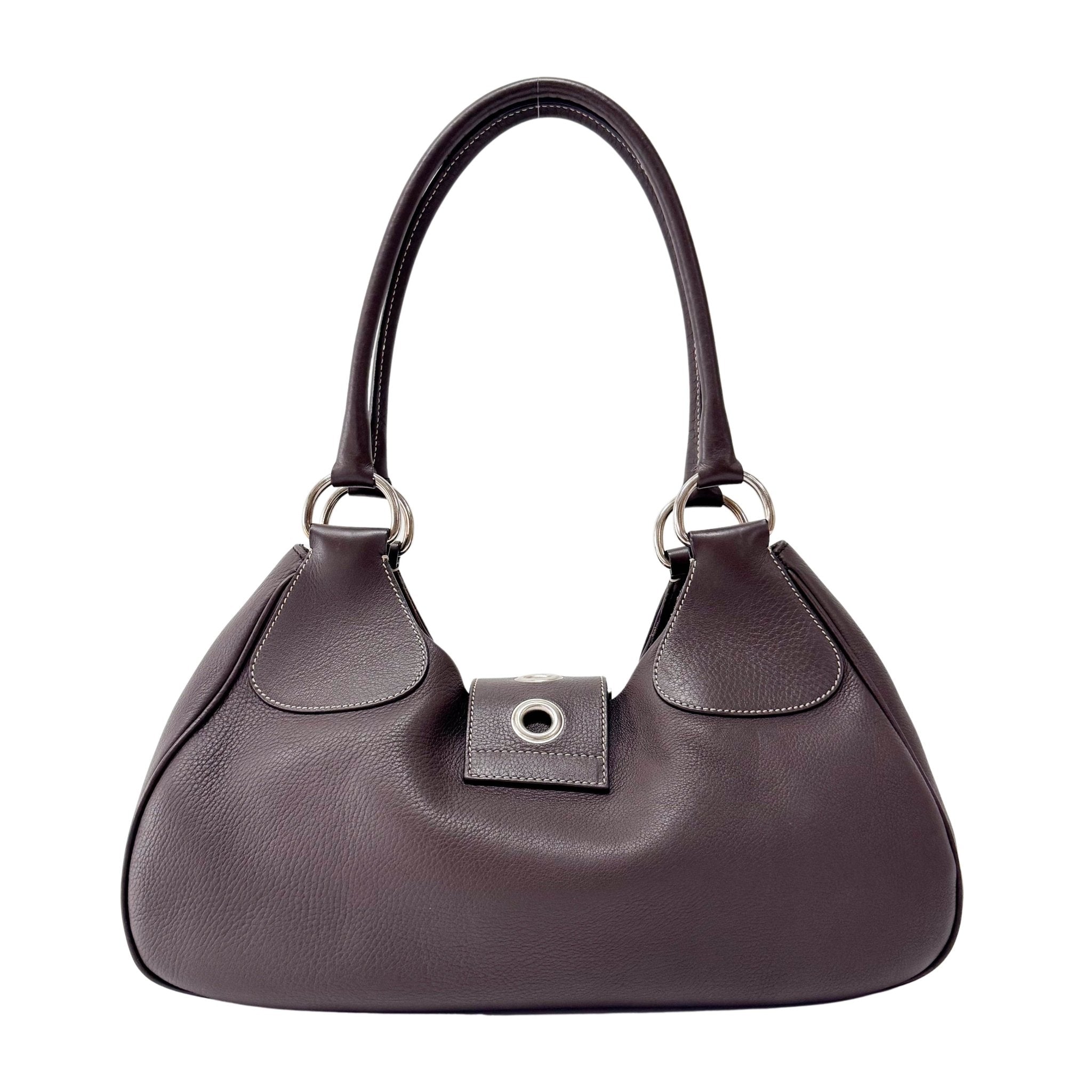 PRADA Chocolate Brown Leather Belt Shoulder Bag, in , Sold by HIVE PRELOVED - Shoulder Bags, ,