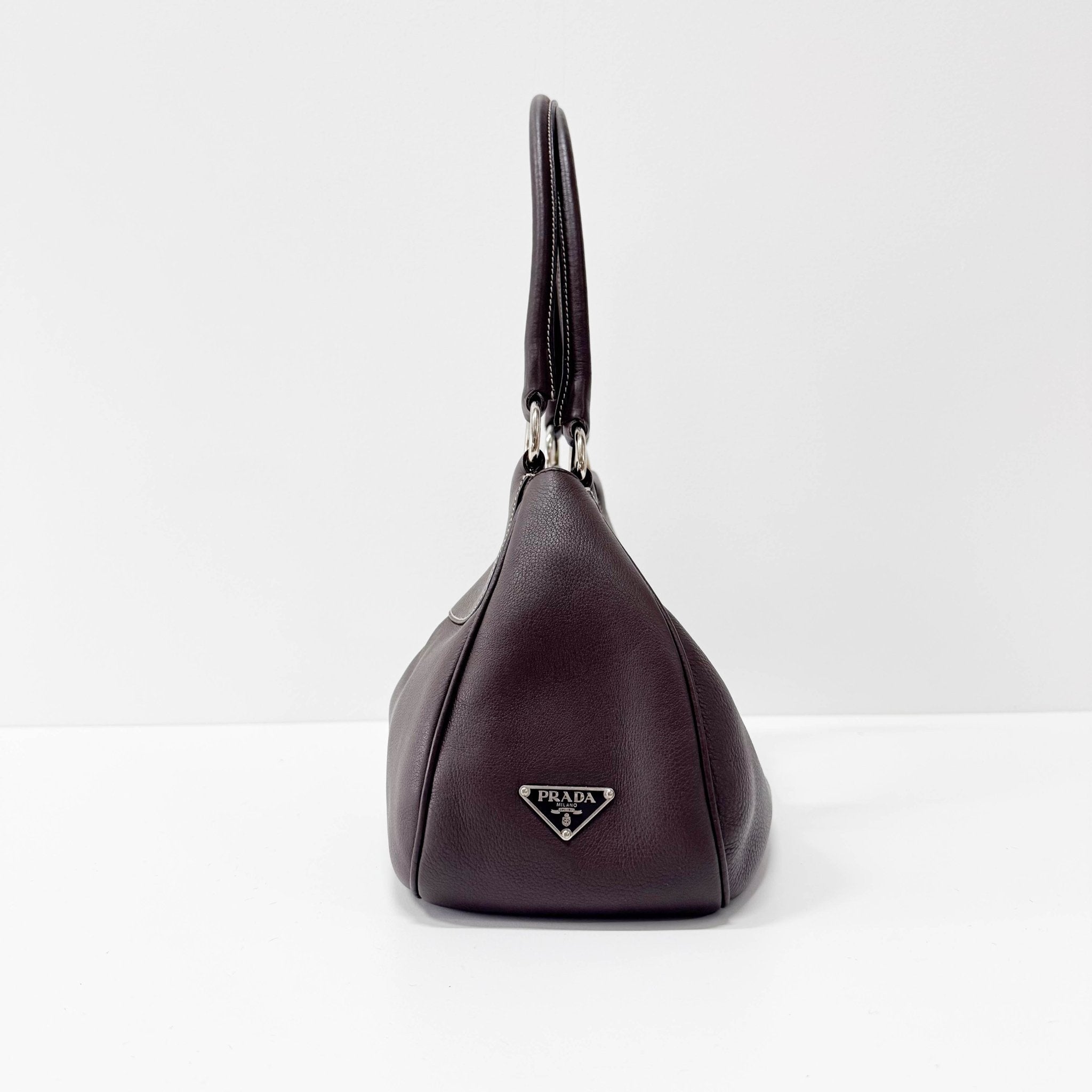 PRADA Chocolate Brown Leather Belt Shoulder Bag, in , Sold by HIVE PRELOVED - Shoulder Bags, ,