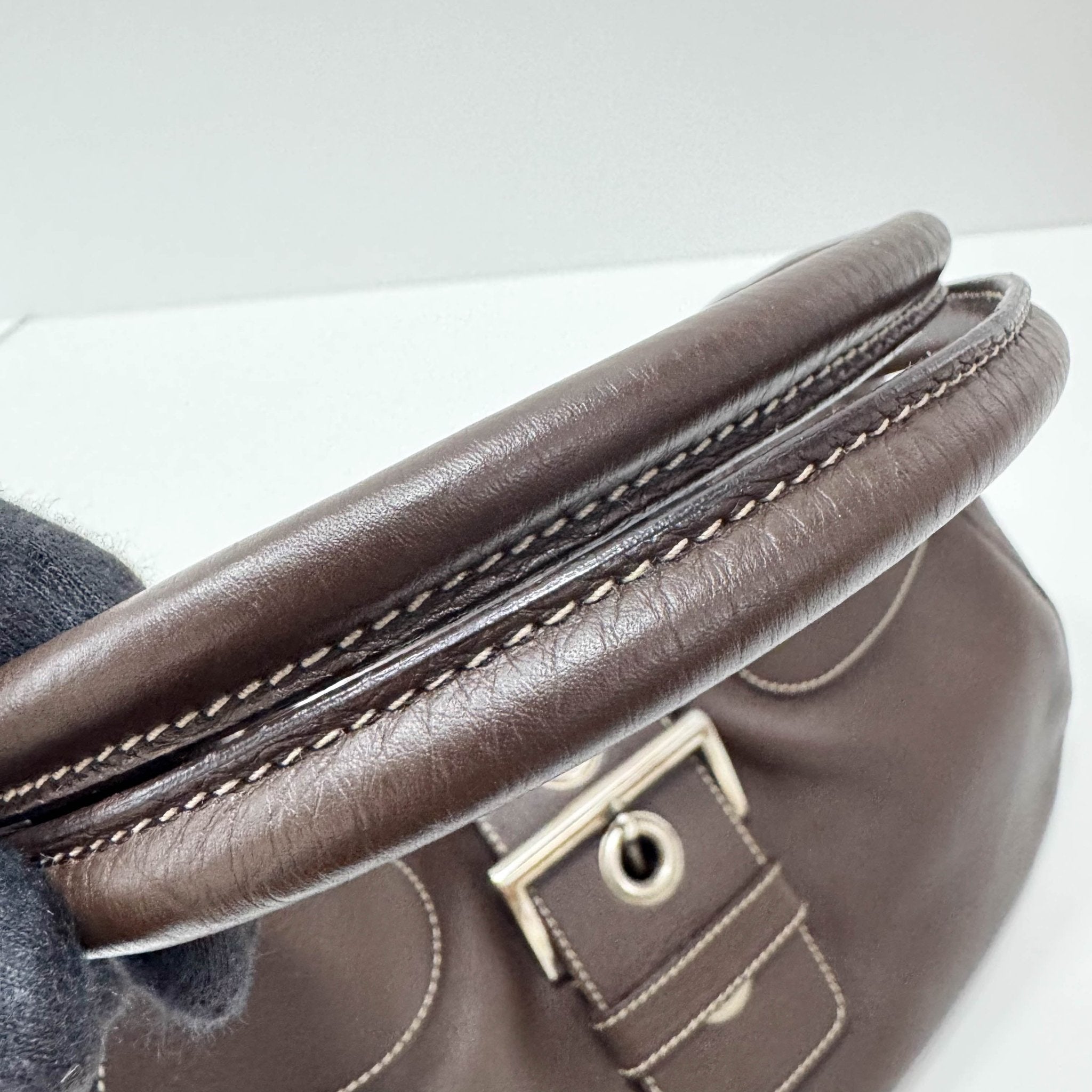 PRADA Chocolate Brown Leather Belt Shoulder Bag, in , Sold by HIVE PRELOVED - Shoulder Bags, ,