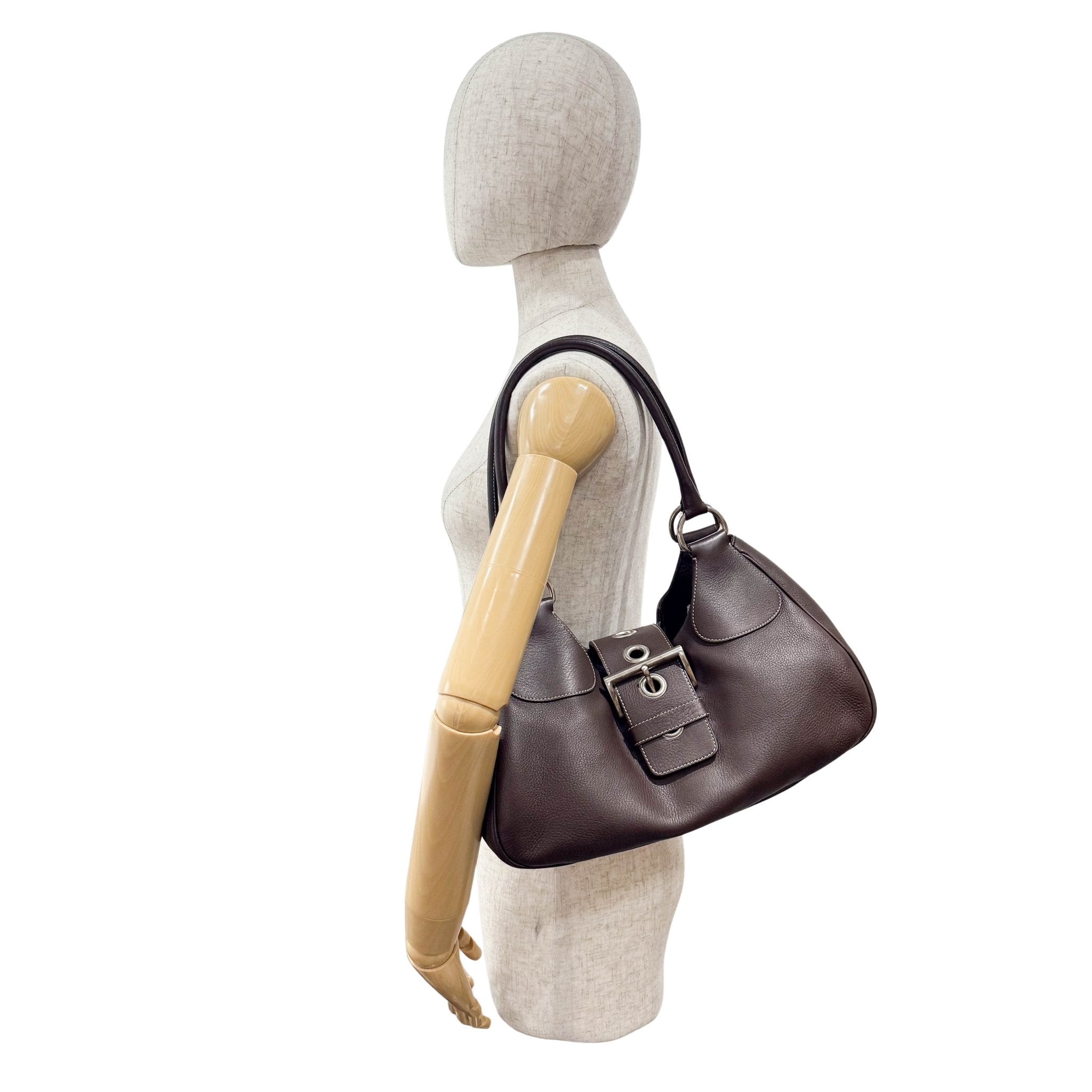 PRADA Chocolate Brown Leather Belt Shoulder Bag, in , Sold by HIVE PRELOVED - Shoulder Bags, ,