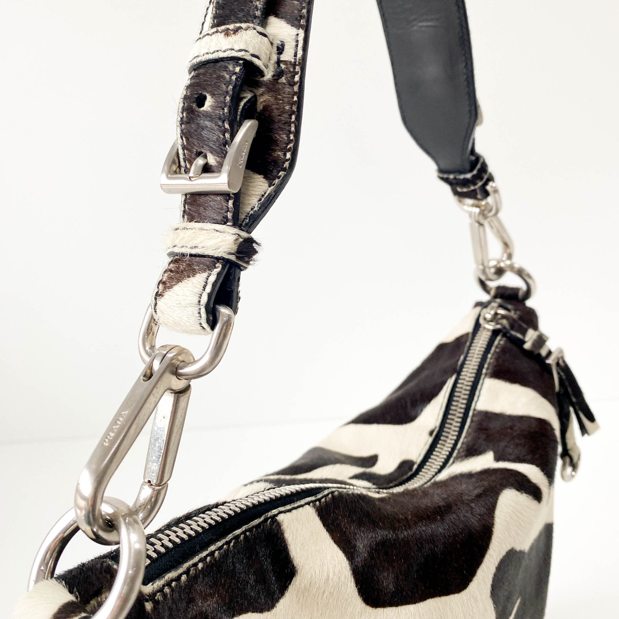 PRADA Cow Print Calf Fur Shoulder Bag, in , Sold by HIVE PRELOVED - Shoulder Bags, ,