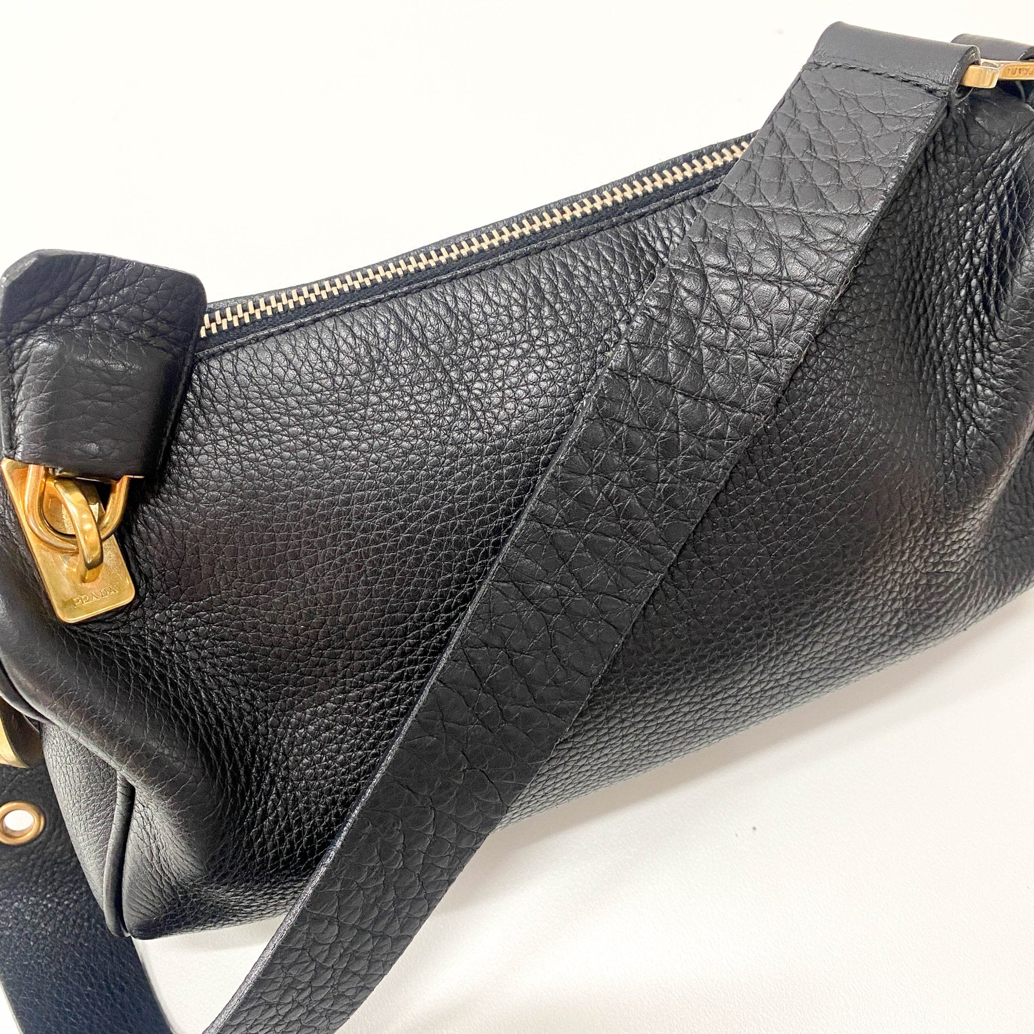 PRADA Daino Black Leather Shoulder Bag, in , Sold by HIVE PRELOVED - Shoulder Bags, ,