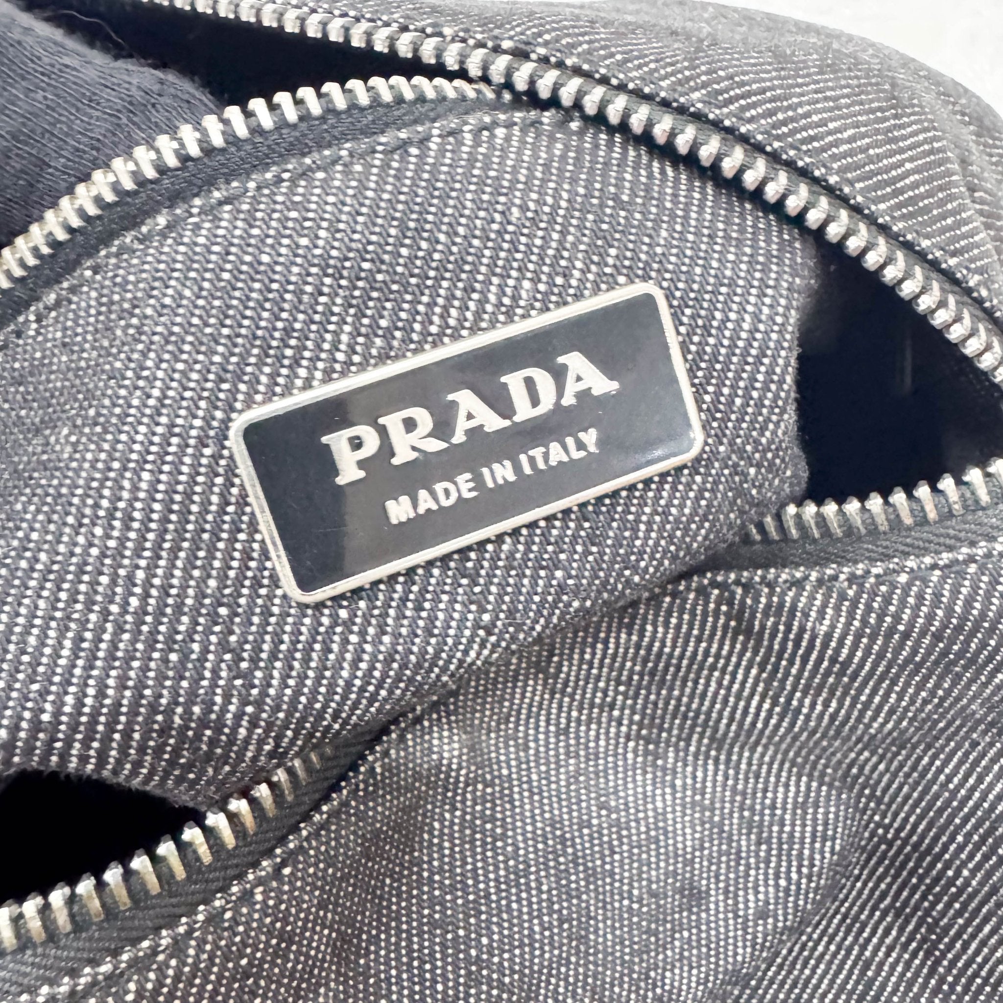PRADA Denim & Brown Leather Handle Bag, in , Sold by HIVE PRELOVED - Handle Bags, ,