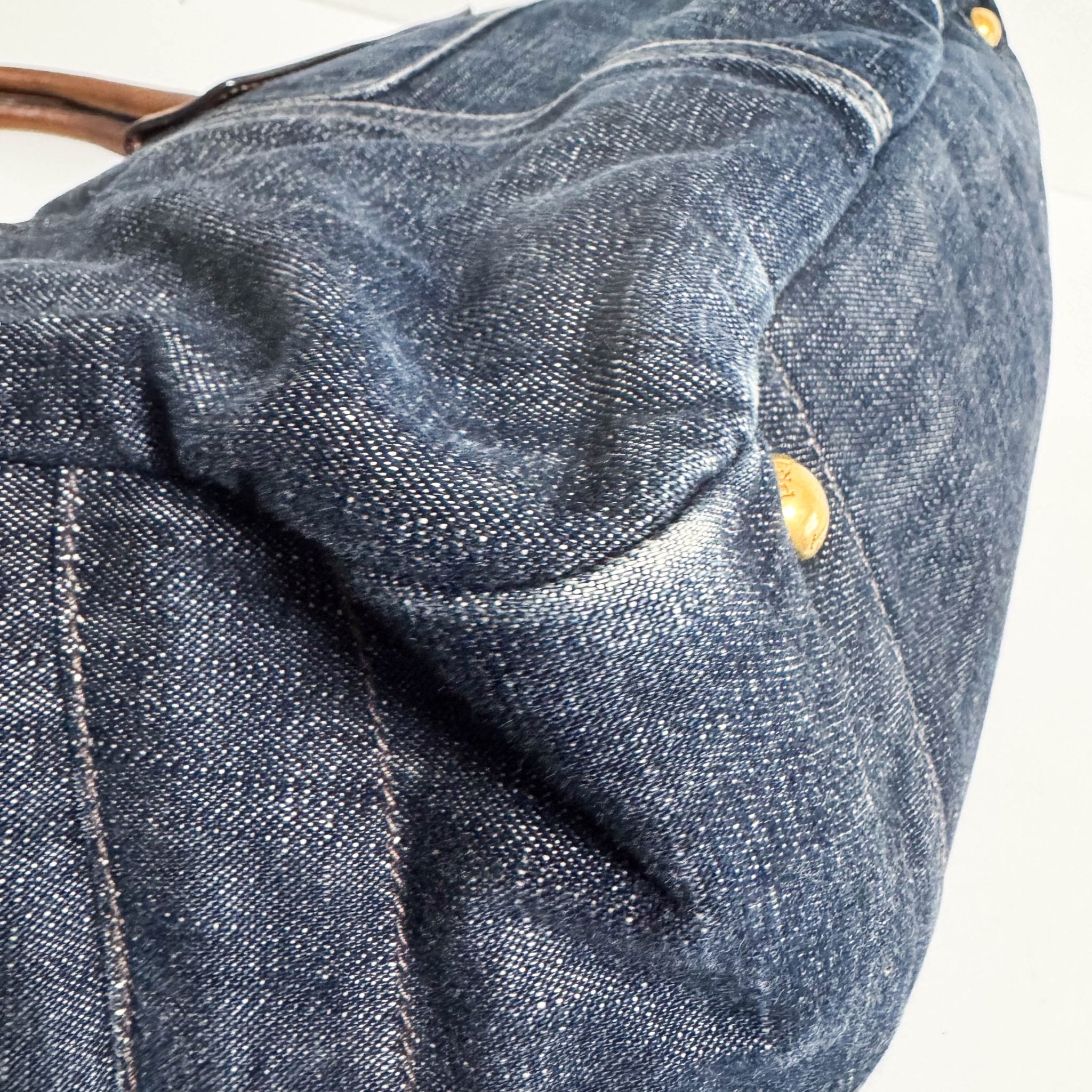 PRADA Denim & Brown Leather Tote Bag, in , Sold by HIVE PRELOVED - Totes, ,