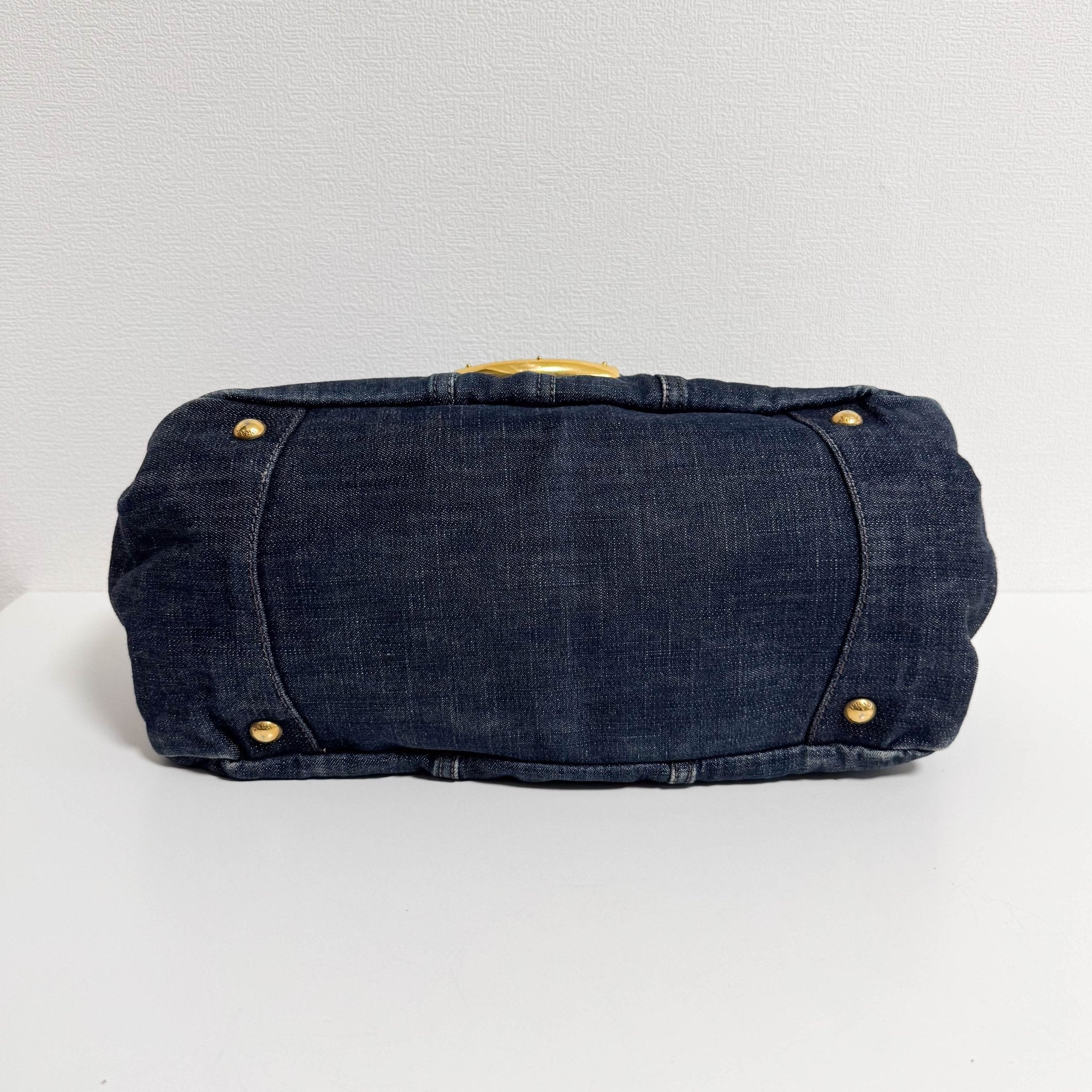 PRADA Denim & Brown Leather Tote Bag, in , Sold by HIVE PRELOVED - Totes, ,