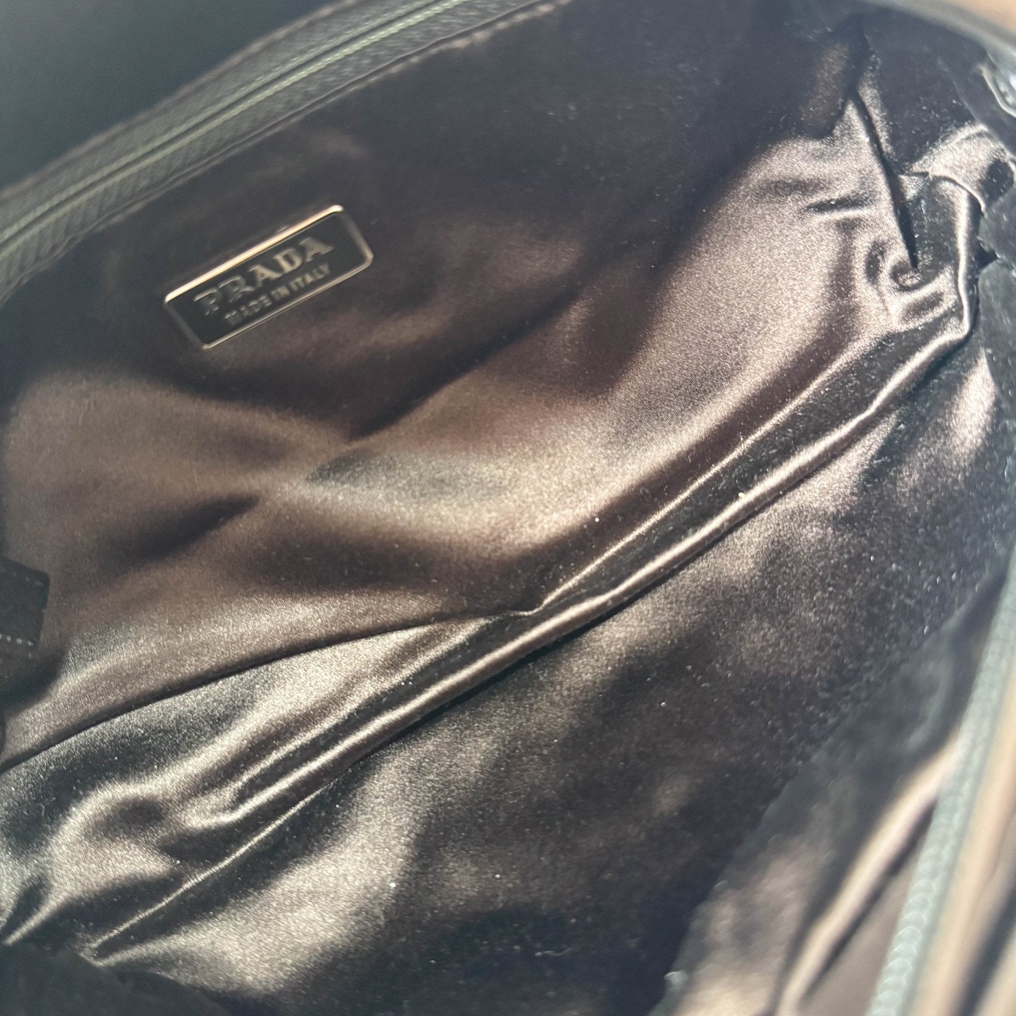 PRADA Embroidered Brown Satin Mini Handle Bag, in , Sold by HIVE PRELOVED - Handle Bags, ,