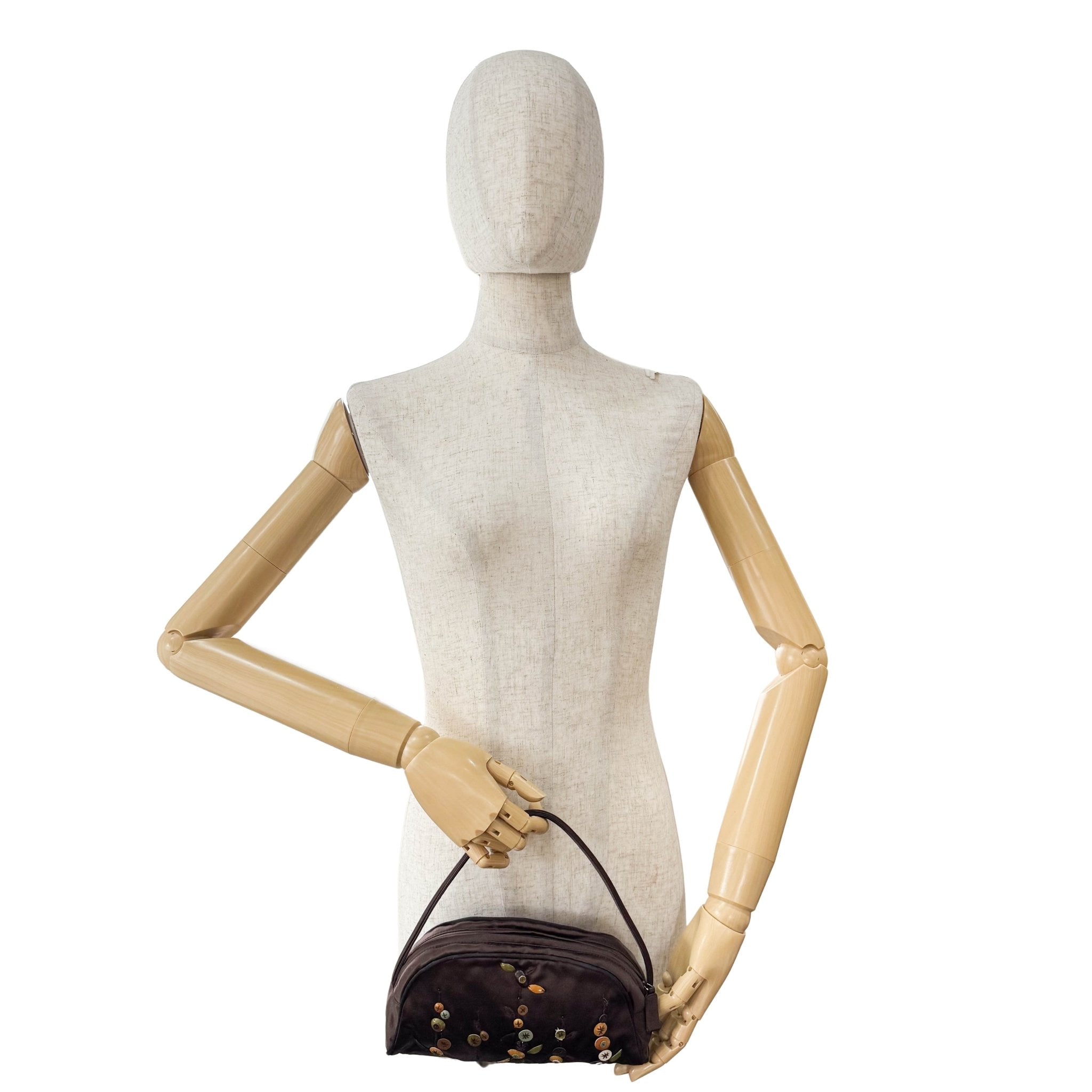 PRADA Embroidered Brown Satin Mini Handle Bag, in , Sold by HIVE PRELOVED - Handle Bags, ,