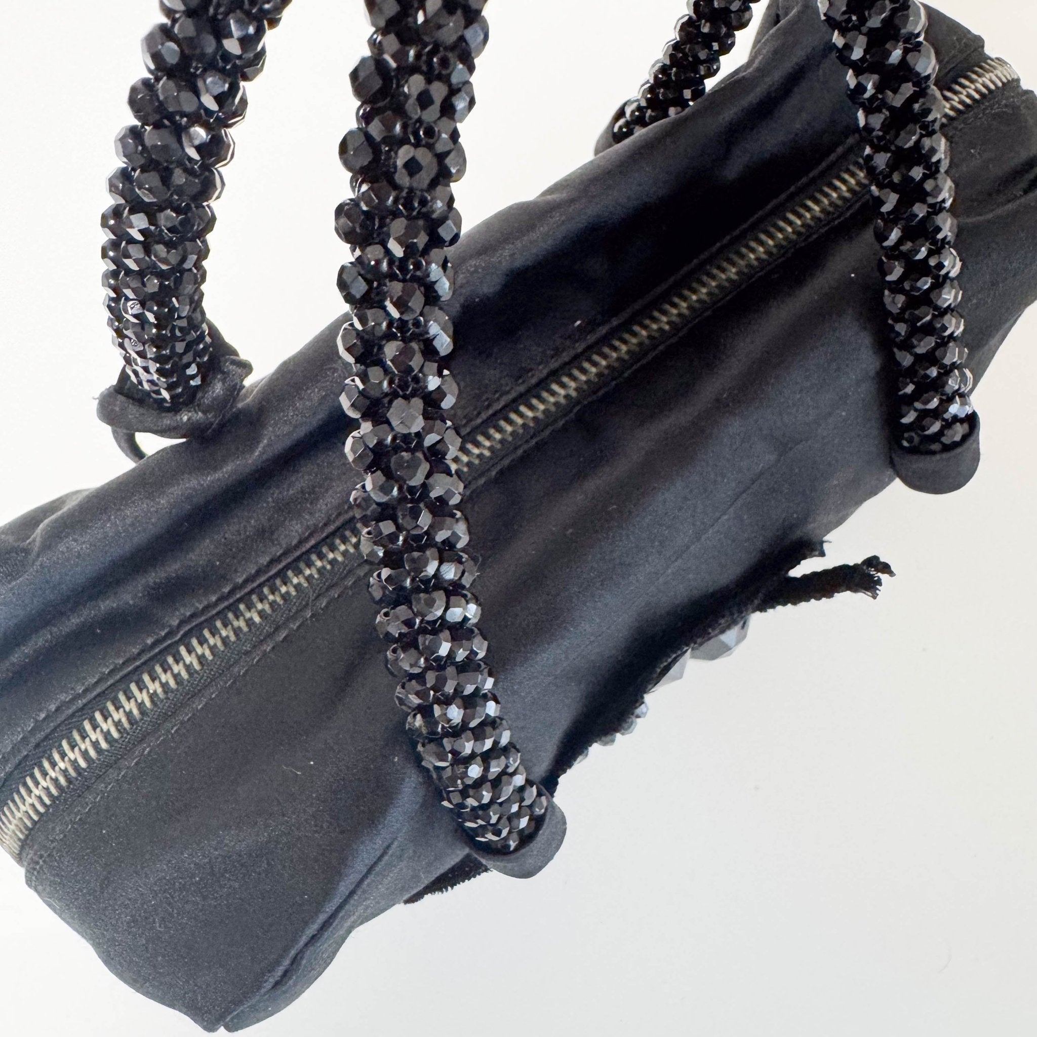 PRADA Evening bear Bijoux Bags Hand Bag Satin / Leather Black, in , Sold by HIVE PRELOVED - Handle Bags, Mini bags,