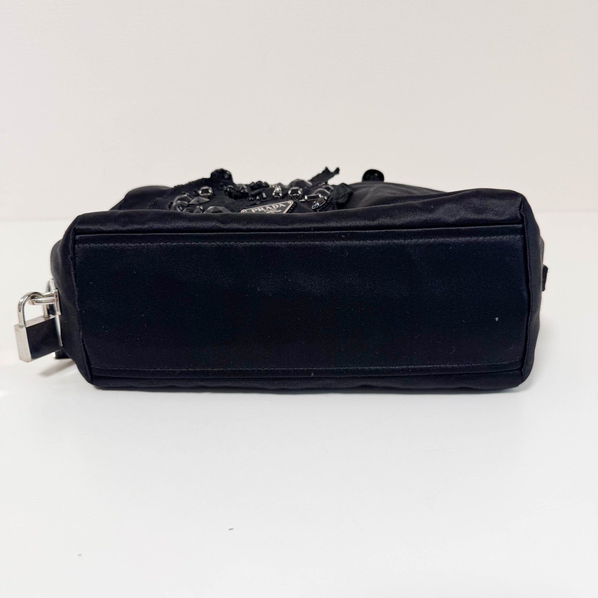 PRADA Evening bear Bijoux Bags Hand Bag Satin / Leather Black, in , Sold by HIVE PRELOVED - Handle Bags, Mini bags,