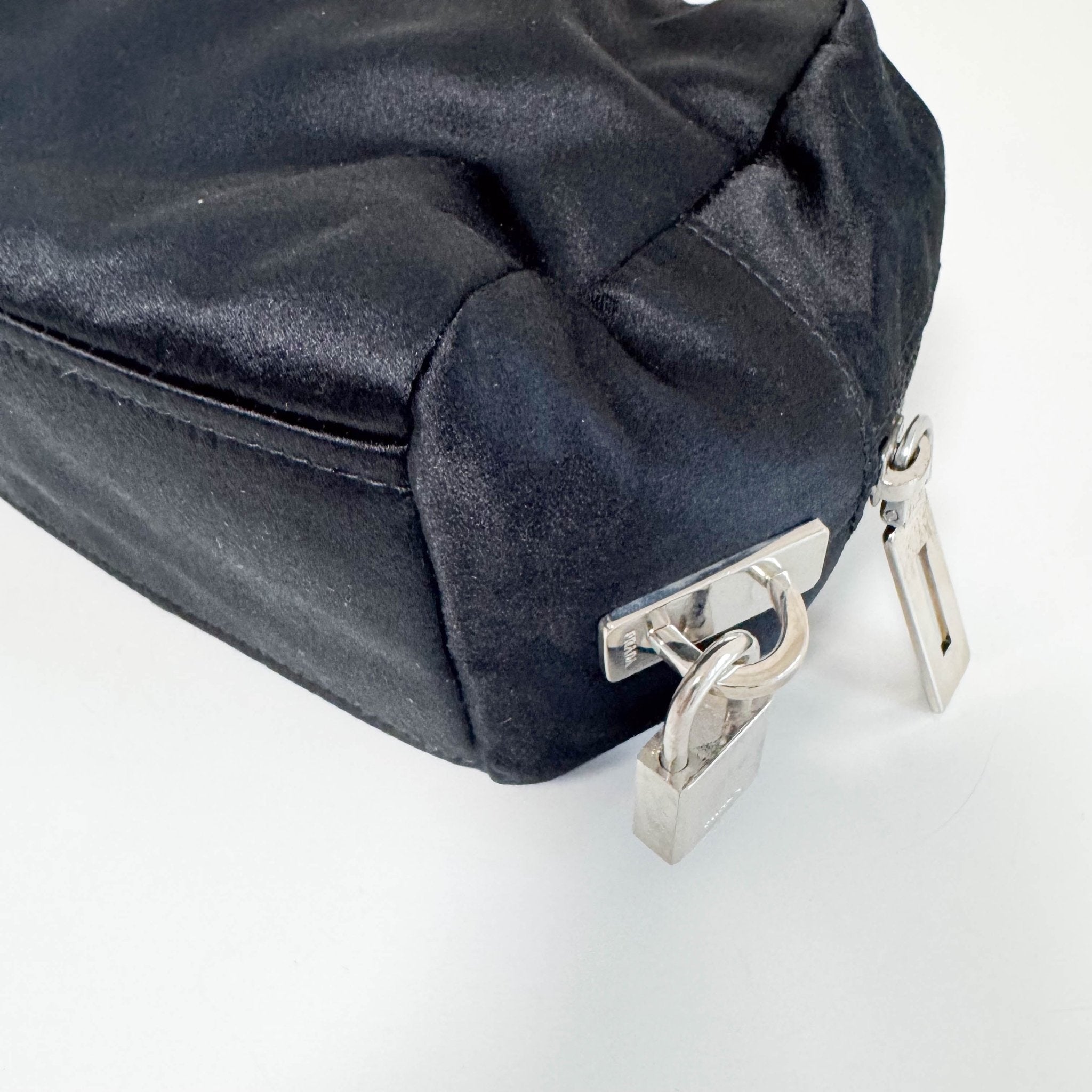 PRADA Evening bear Bijoux Bags Hand Bag Satin / Leather Black, in , Sold by HIVE PRELOVED - Handle Bags, Mini bags,