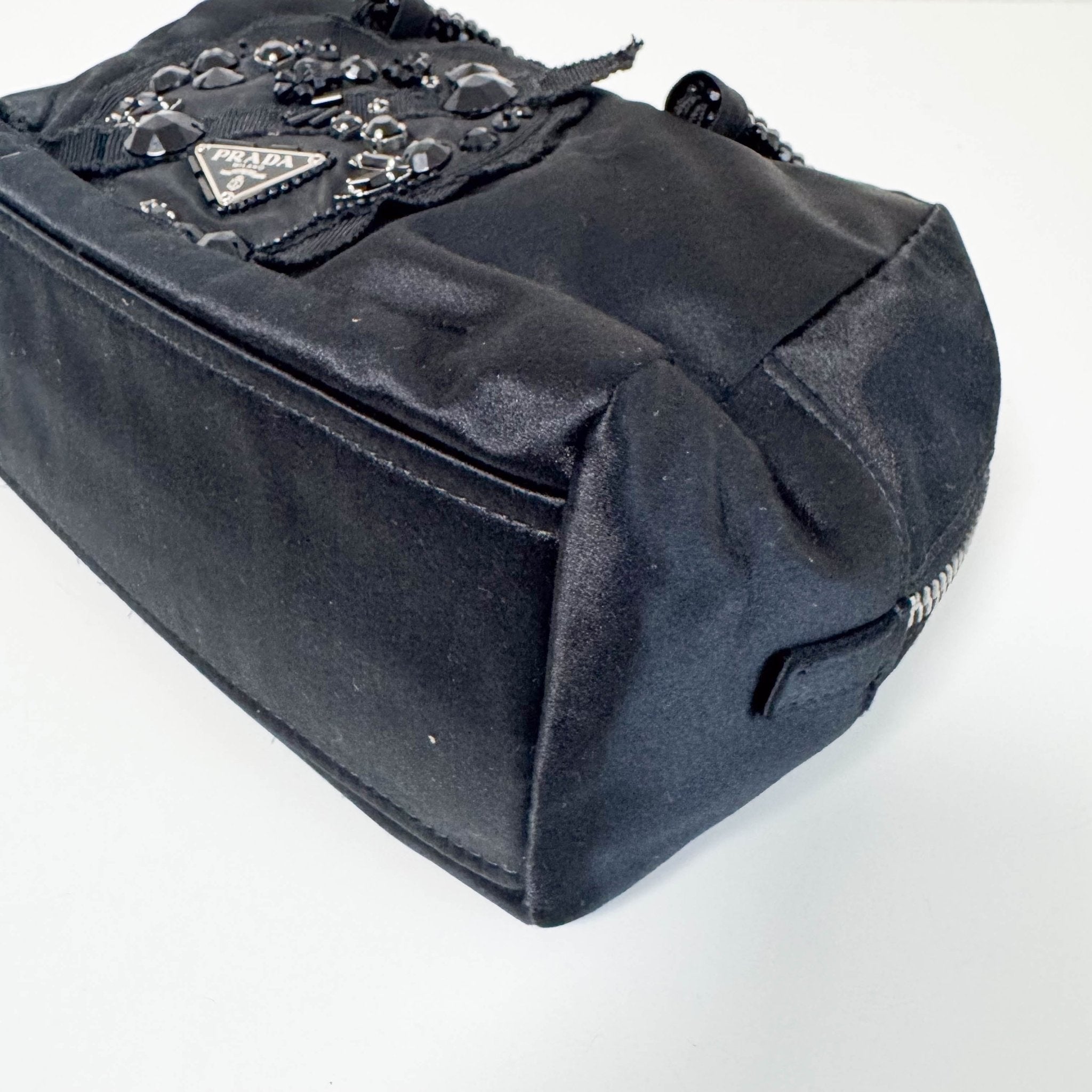 PRADA Evening bear Bijoux Bags Hand Bag Satin / Leather Black, in , Sold by HIVE PRELOVED - Handle Bags, Mini bags,