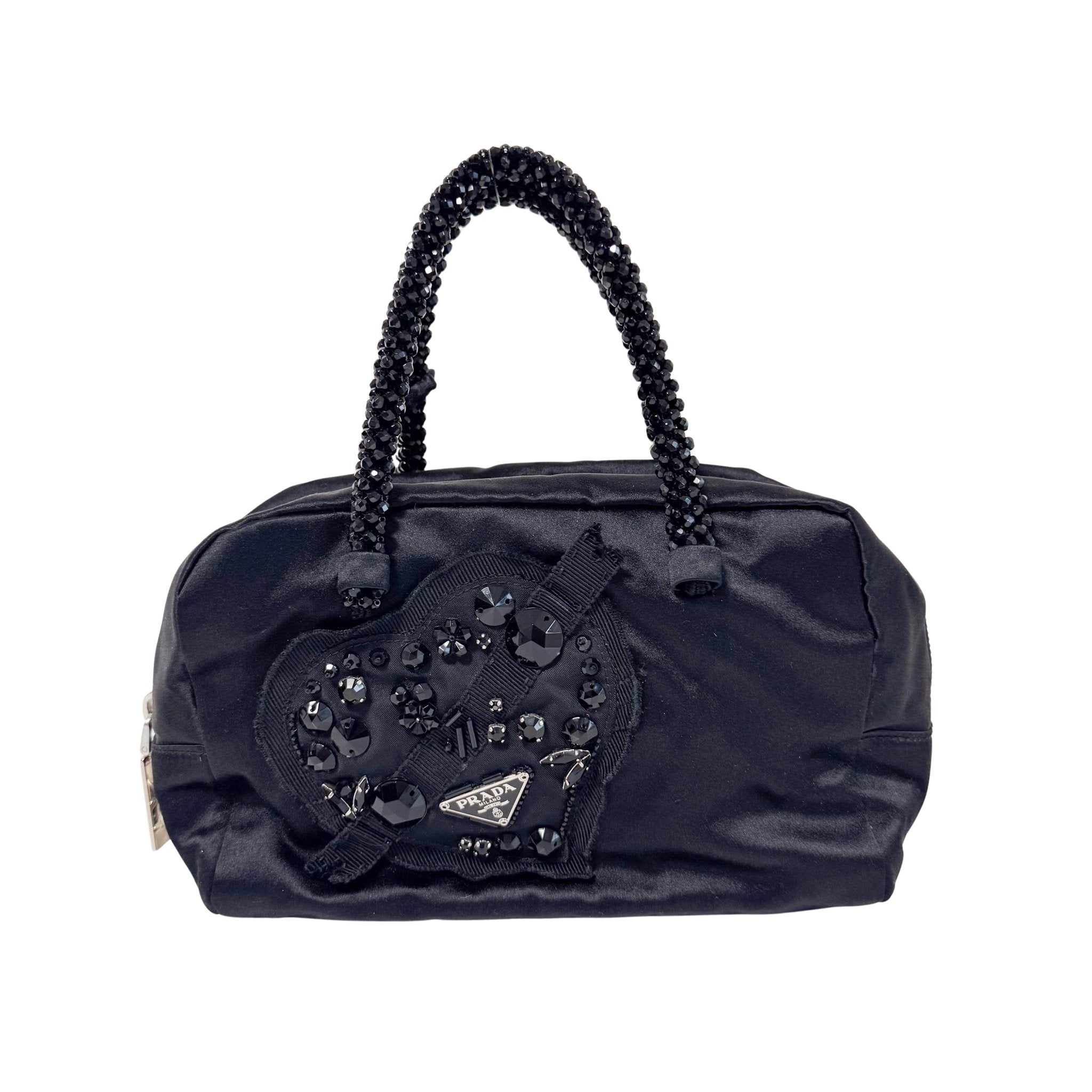 PRADA Evening bear Bijoux Bags Hand Bag Satin / Leather Black, in , Sold by HIVE PRELOVED - Handle Bags, Mini bags,