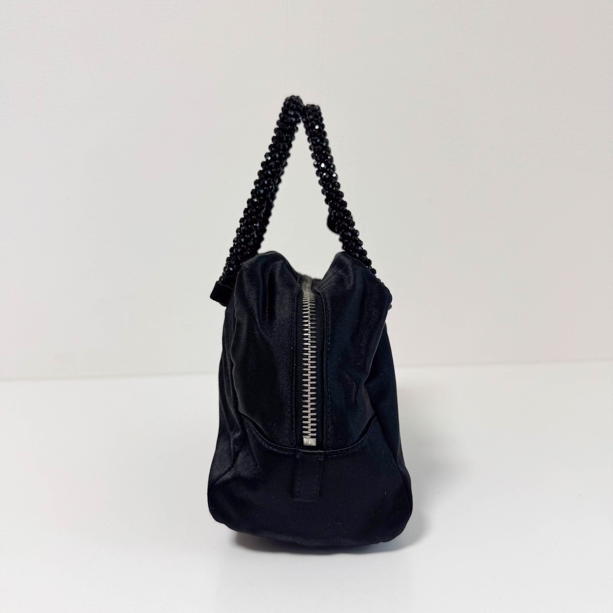 PRADA Evening bear Bijoux Bags Hand Bag Satin / Leather Black, in , Sold by HIVE PRELOVED - Handle Bags, Mini bags,