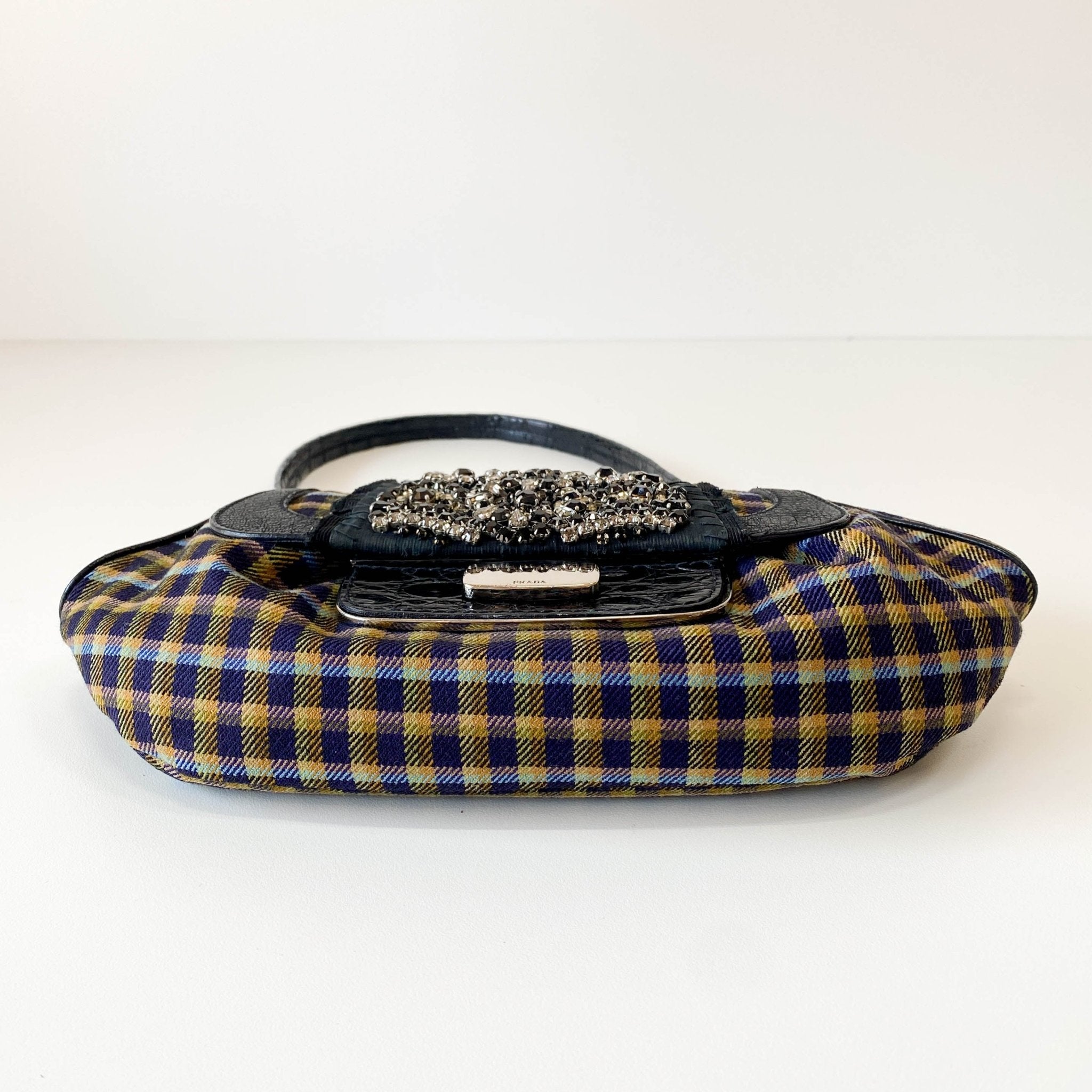 PRADA Gingham Rhinestone Hardware Shoulder Bag, in , Sold by HIVE PRELOVED - Shoulder Bags, ,