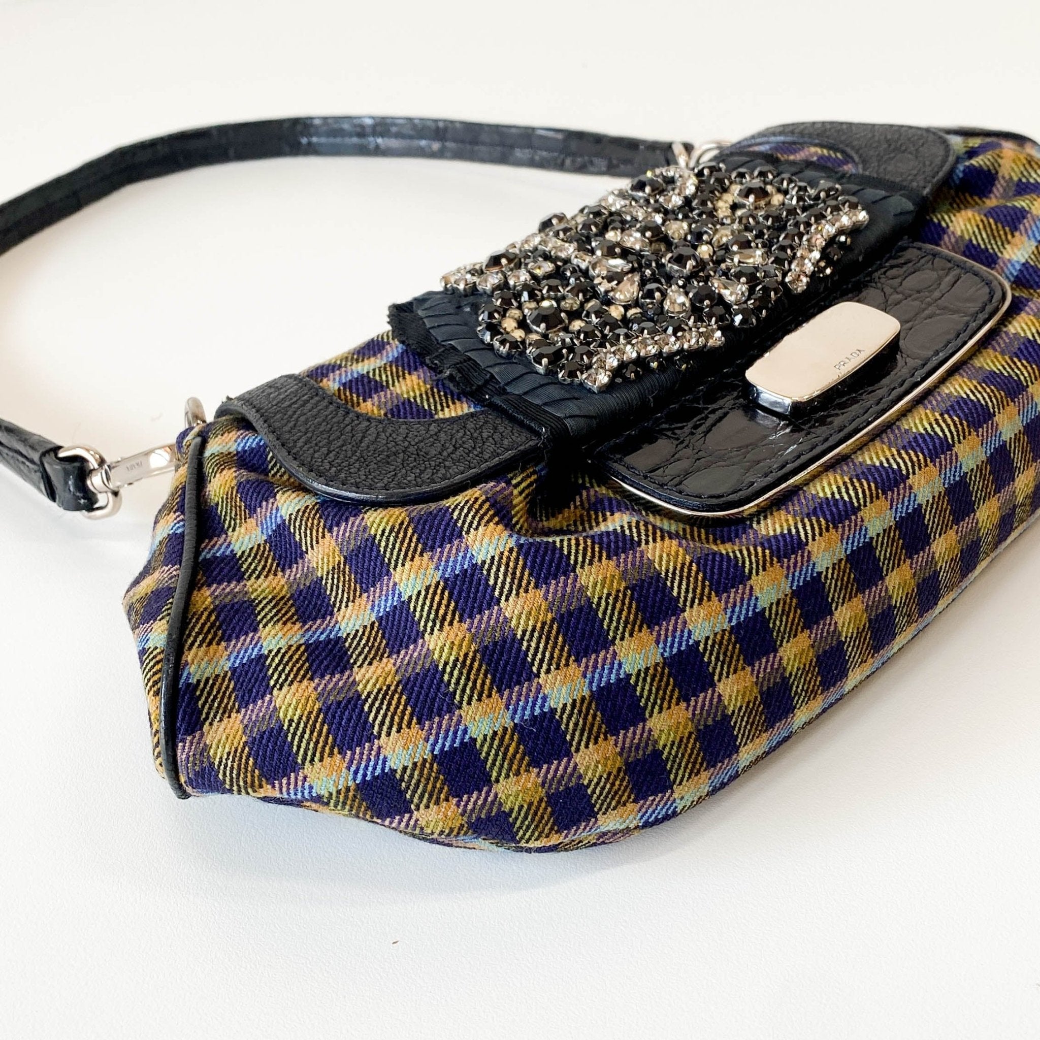 PRADA Gingham Rhinestone Hardware Shoulder Bag, in , Sold by HIVE PRELOVED - Shoulder Bags, ,